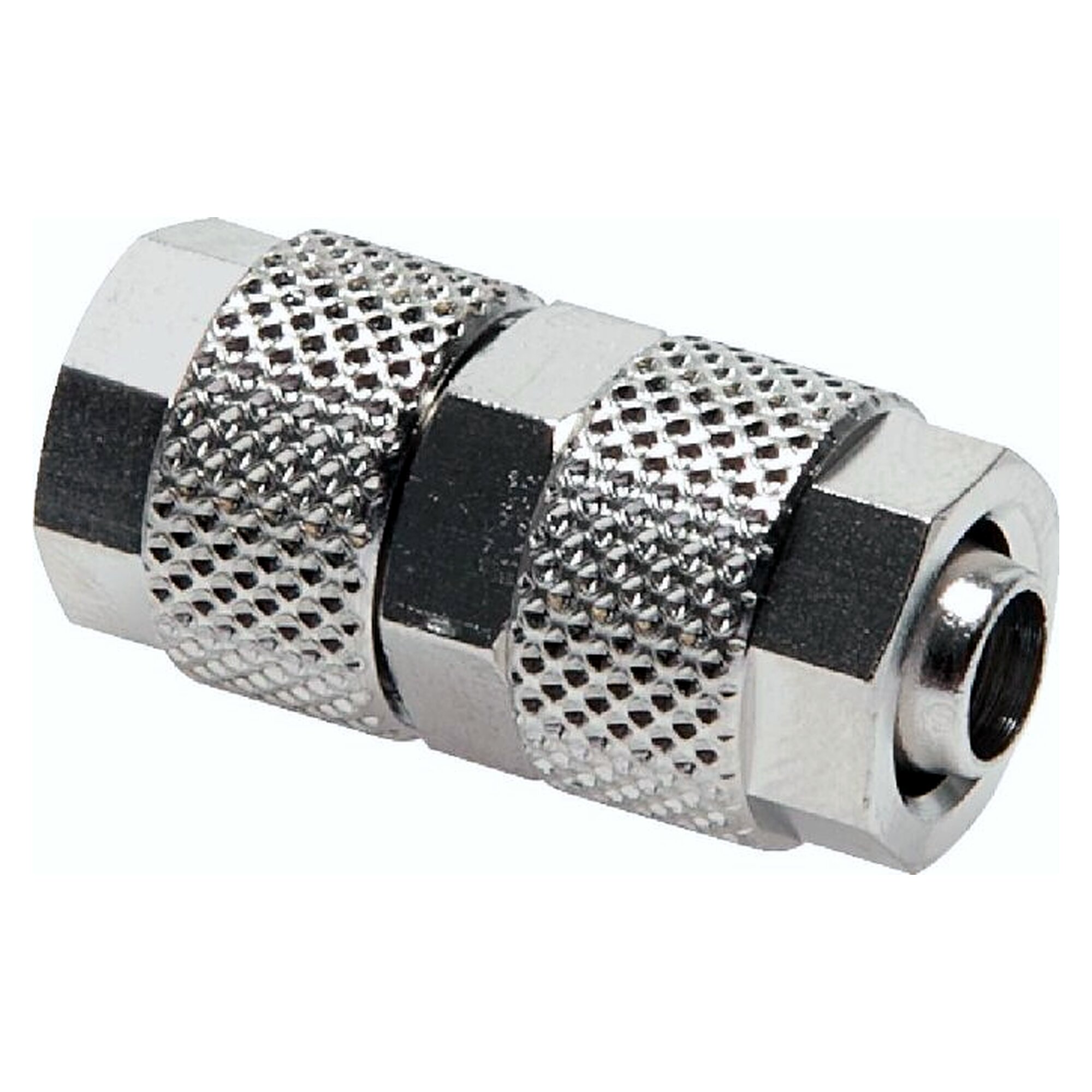 Schlauchverschraubung, gerade Form, zweiter Schlauch 6x4 mm, Schlauch 6x4 mm, Messing vernickelt