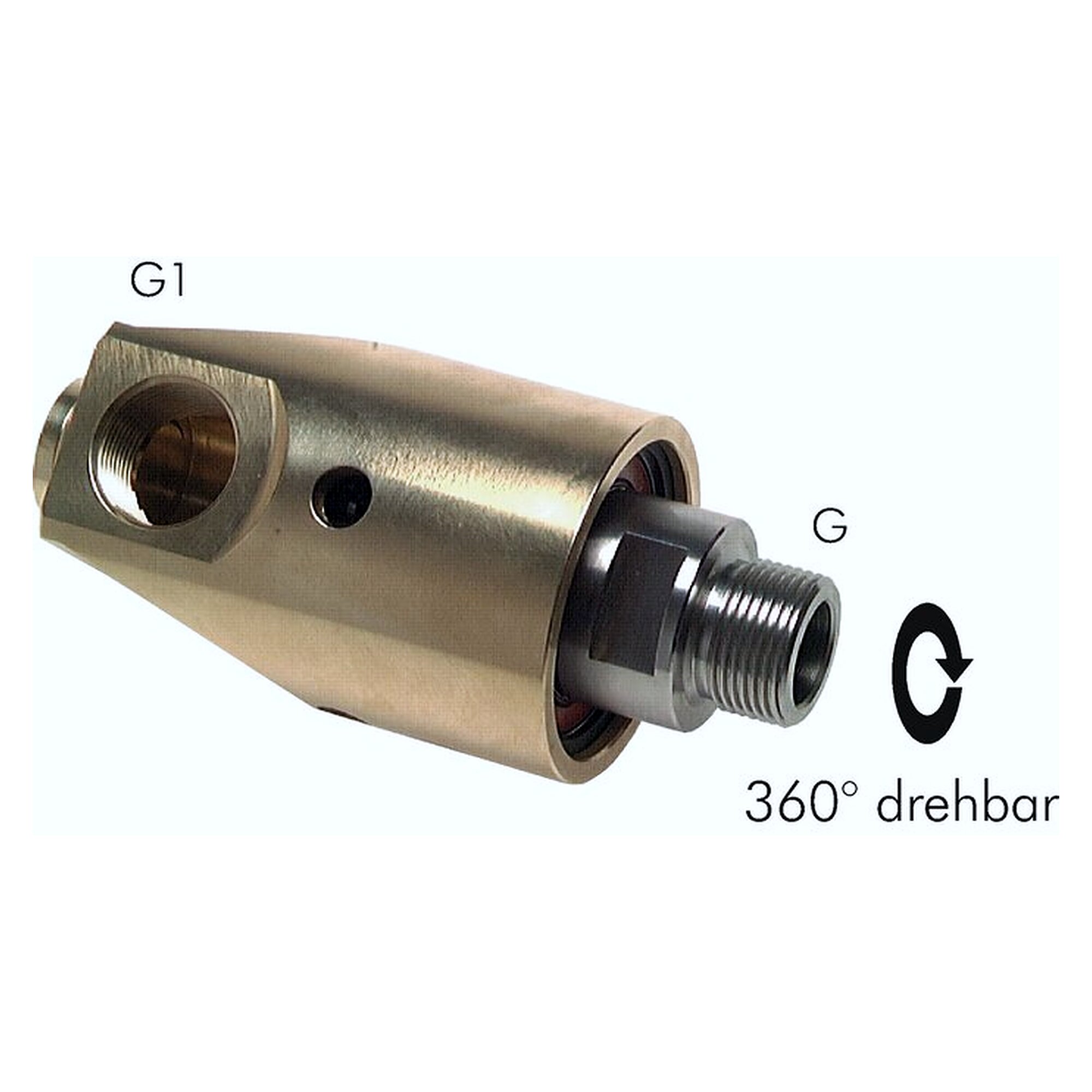 Drehdurchführung, mit Linksgewinde, G 3/8" LH auf Gewinde G 3/8", Länge 73 mm, Abrasive Medien