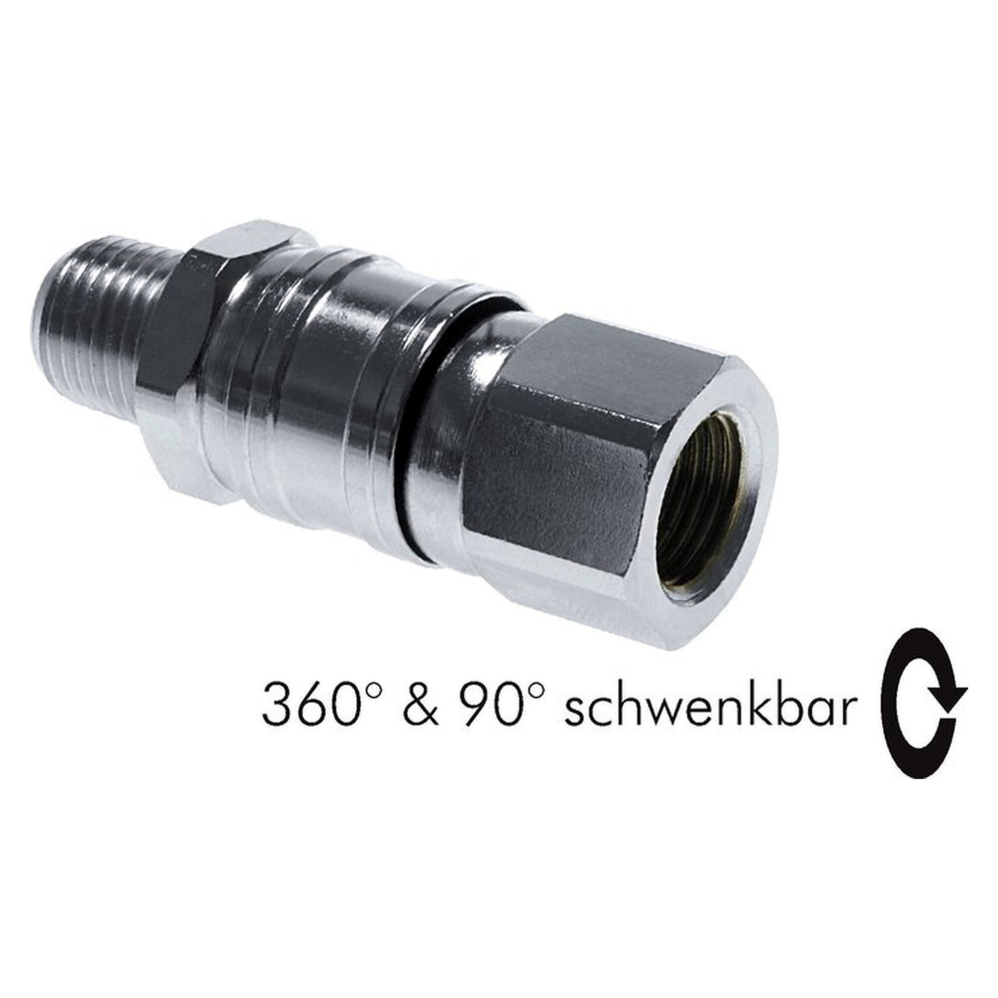 Drehgelenk R 3/8"-G 3/8", Stahl vernickelt, Anschlussteil, für Werkstatt und Instandhaltung
