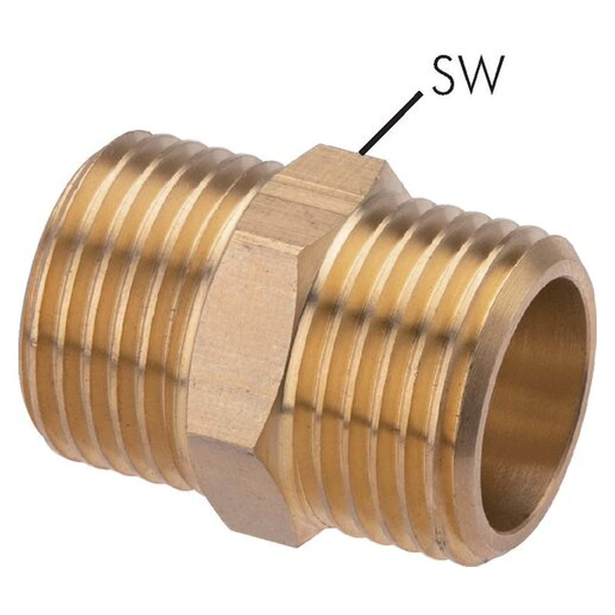 Double nipple, flat sealing, thread G 1", length 36 mm, nominal size 27 mm, brass