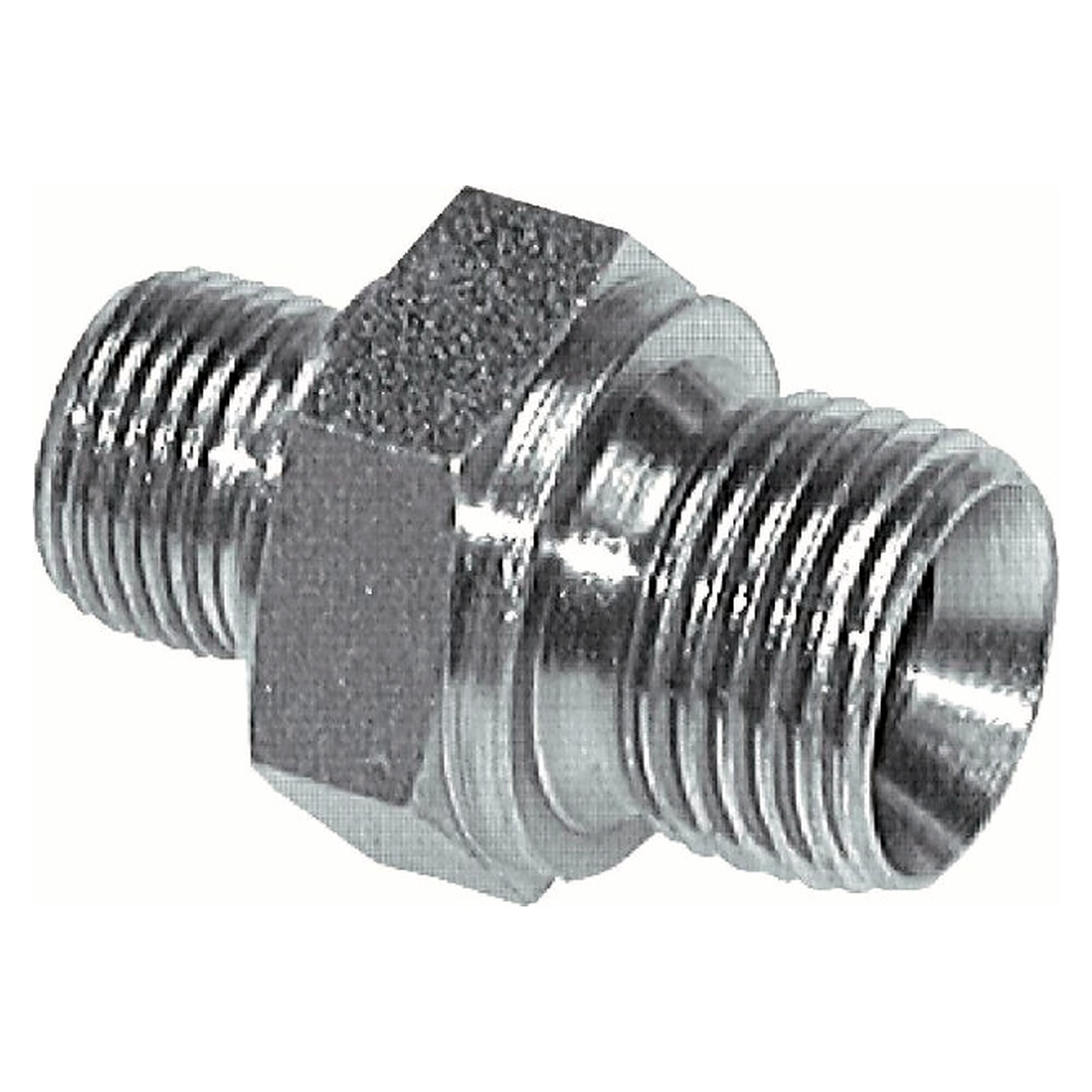 Hydraulic double nipple, thread G 1/2", PN 400 bar, zinc plated steel