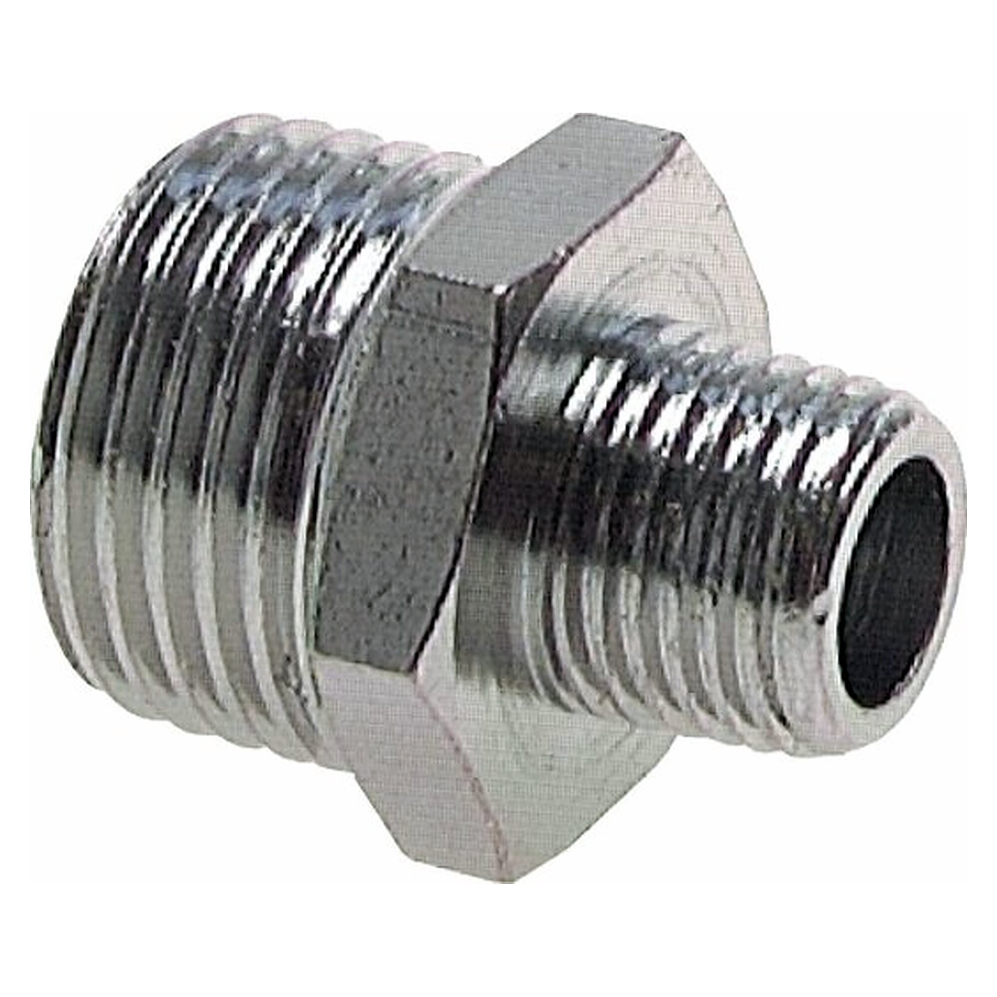 Double nipple with tapered male thread, R 3/4" to R 3/4", nickel-plated brass, PN 16
