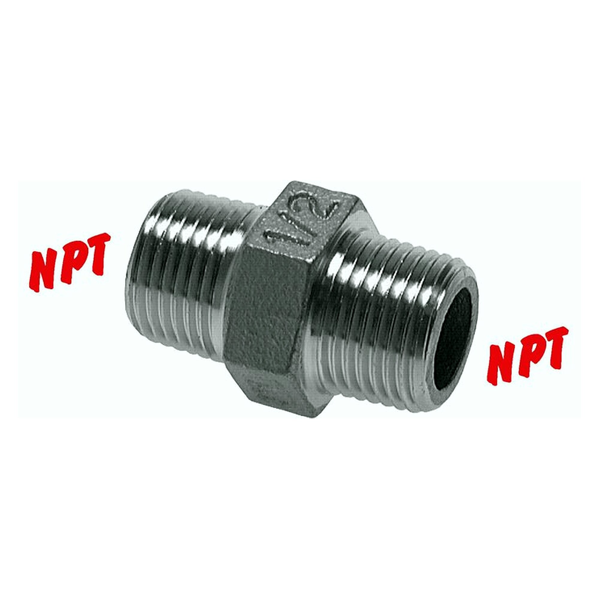 Doppelnippel, Gewinde NPT 1/2", Edelstahl 1.4408, für Rohrverbindungen