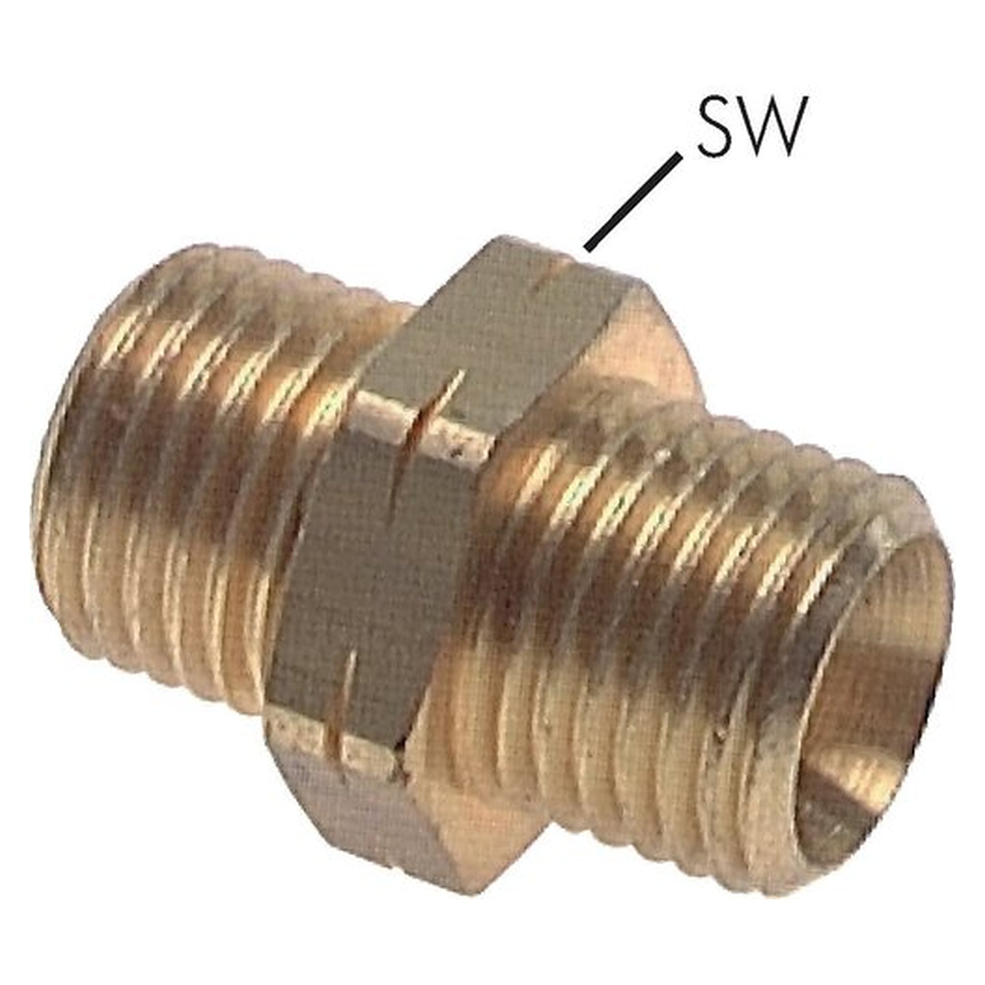 Doppelnippel, mit Linksgewinde, G 1/4" LH, Messing, Schlüsselweite 17 mm