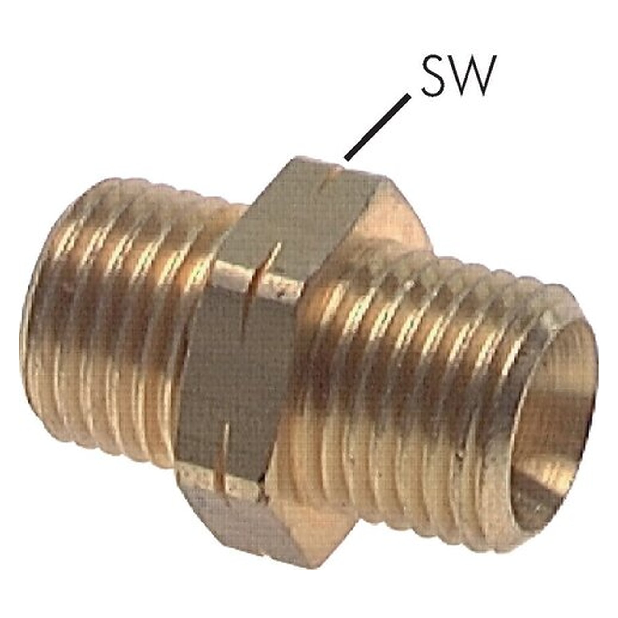 Doppelnippel, mit Linksgewinde, G 1/2" LH, Messing, Schlüsselweite 22 mm