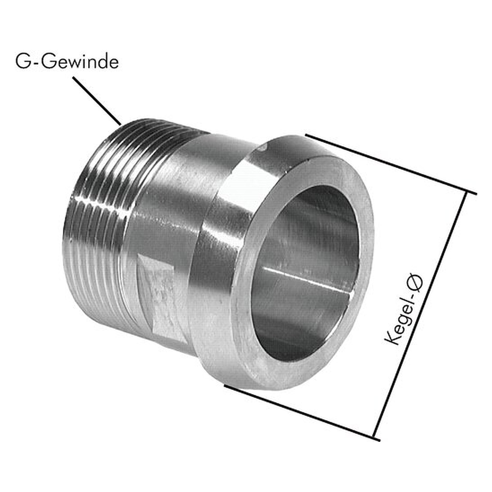 Kegelstutzen, mit Rundgewinde, Einschraubgewinde G 1-1/4", DN 32 mm, 50 mm, Edelstahl 1.4404