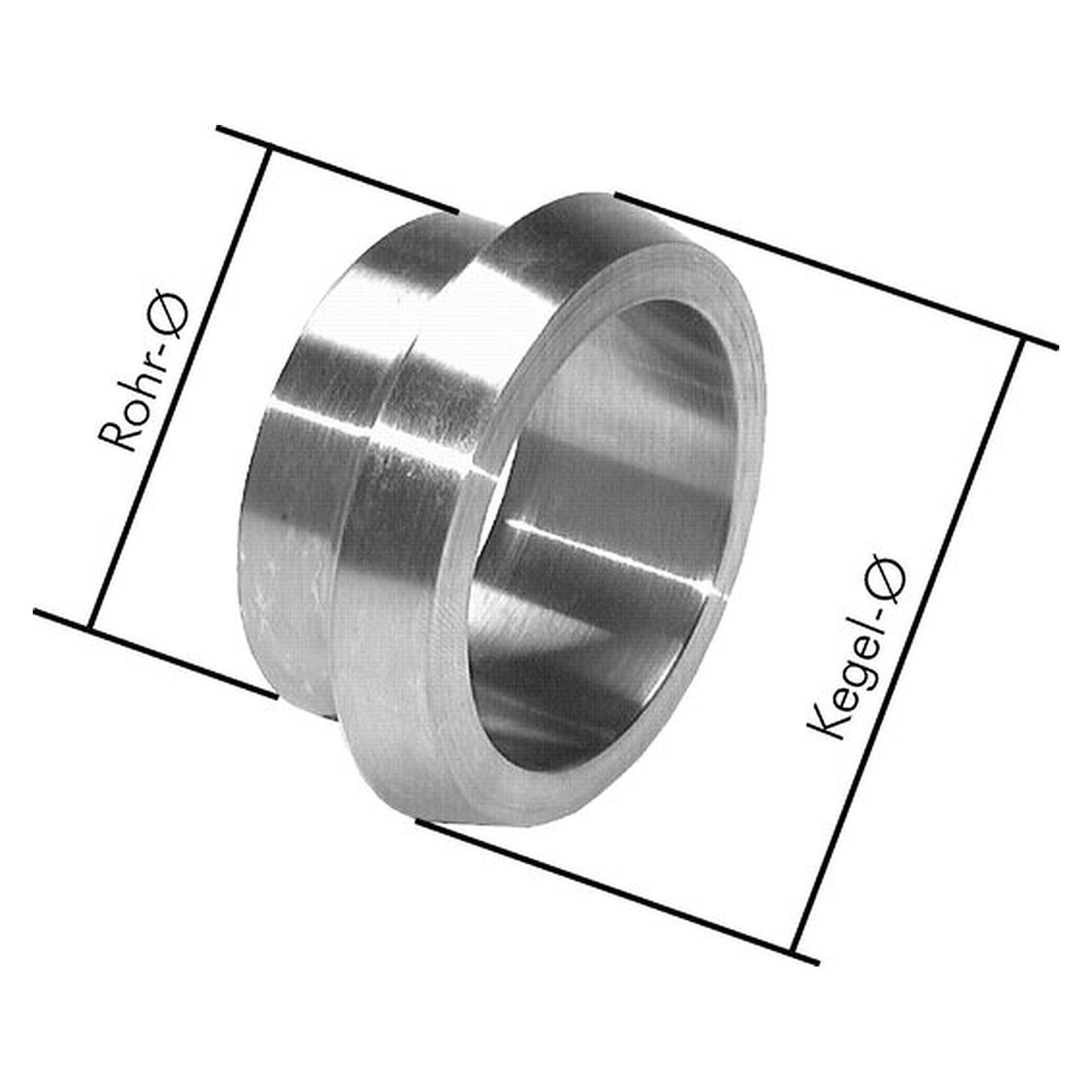 Kegelstutzen, mit Rundgewinde, DN 100 mm, 121 mm, Rohr 114,3 mm, 1.4301