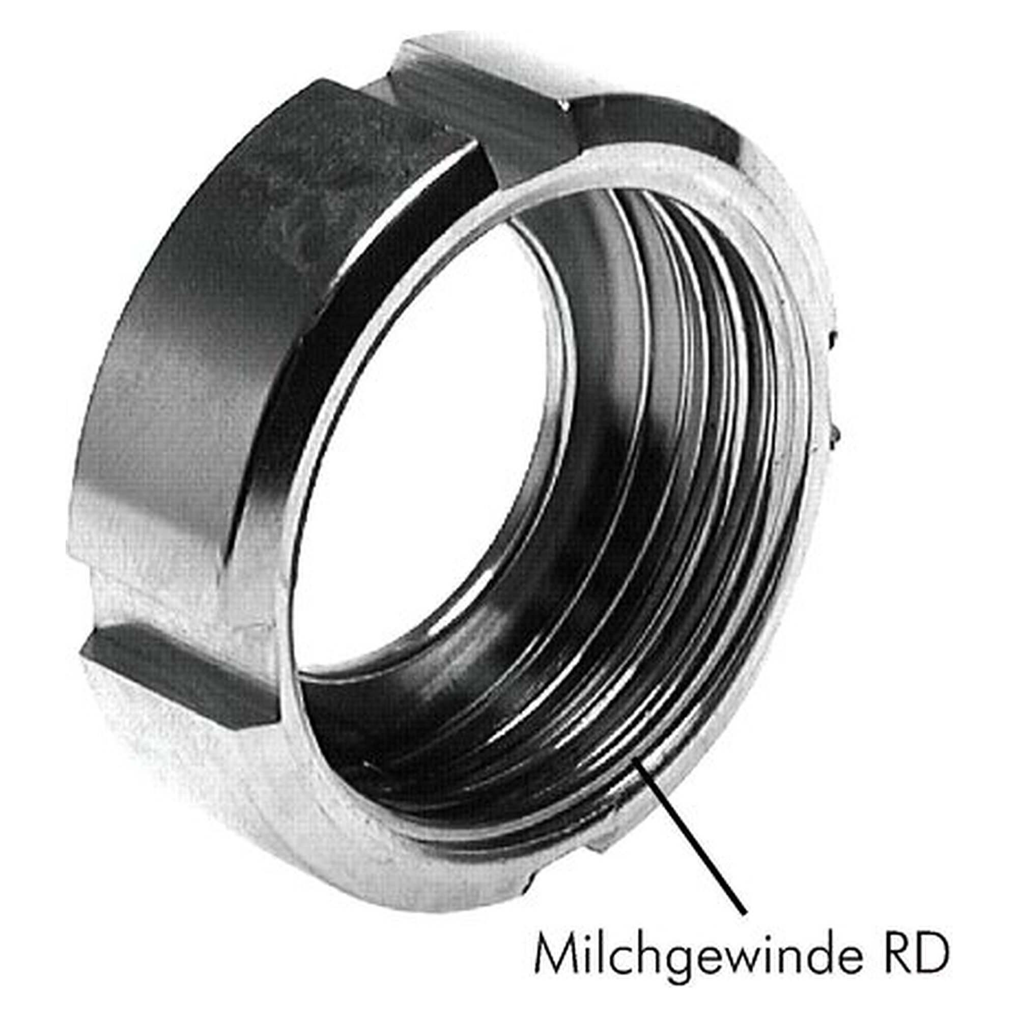 Slotted nut with round thread, thread Rd 190 x 1/4", D1 164 mm, 1.4301, for locking threads