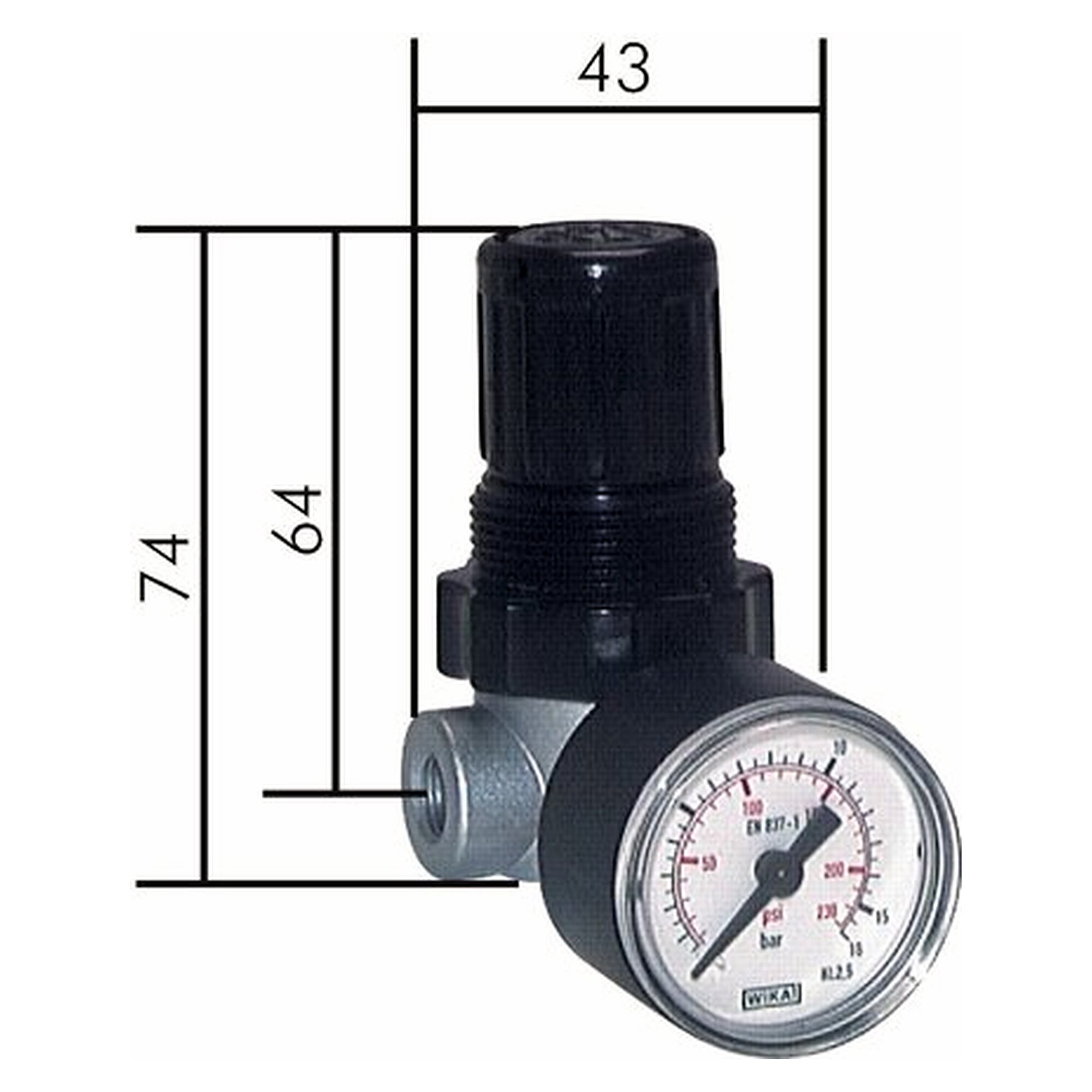 Pressure regulator, G 1/4", 0.15 - 7 bar, zinc die casting Z410, temperature range -10 to +60 °C