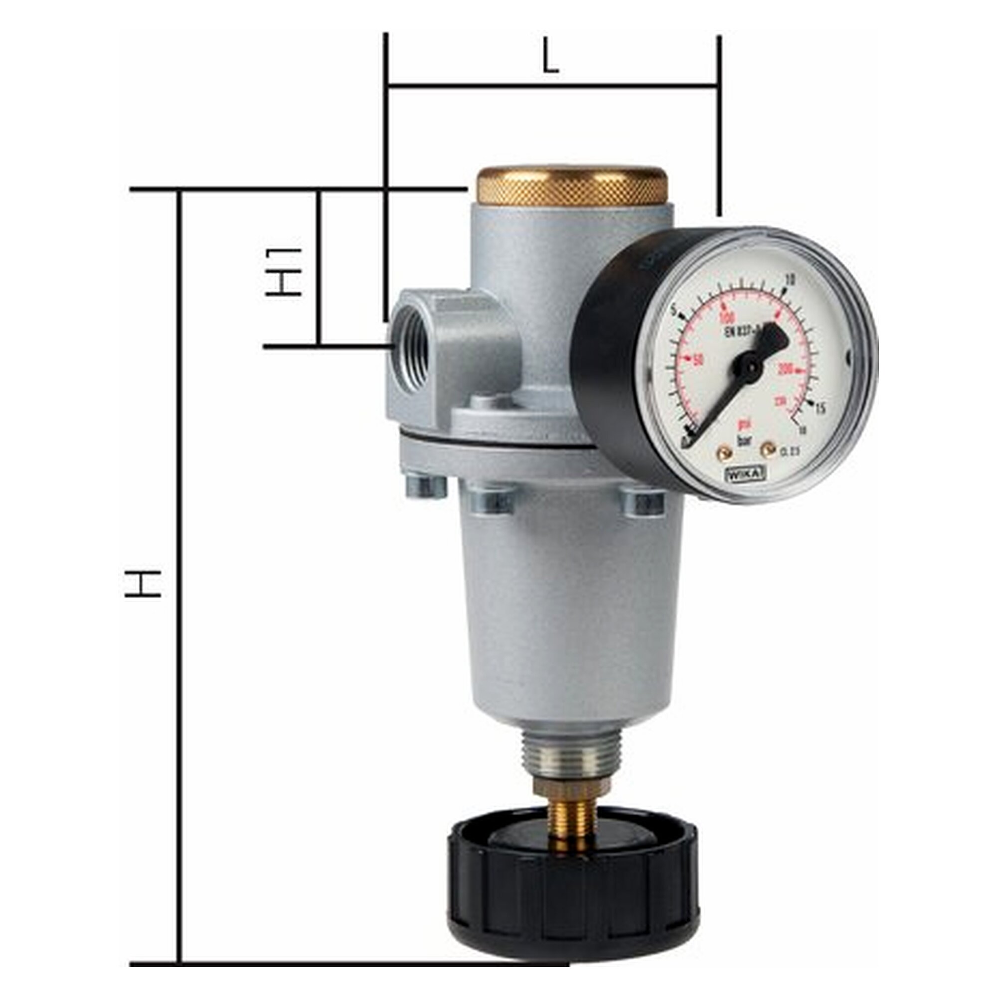 Pressure regulator, 0.2 - 6 bar, zinc die casting Z410, series 2, temperature range -10 to +60 °C