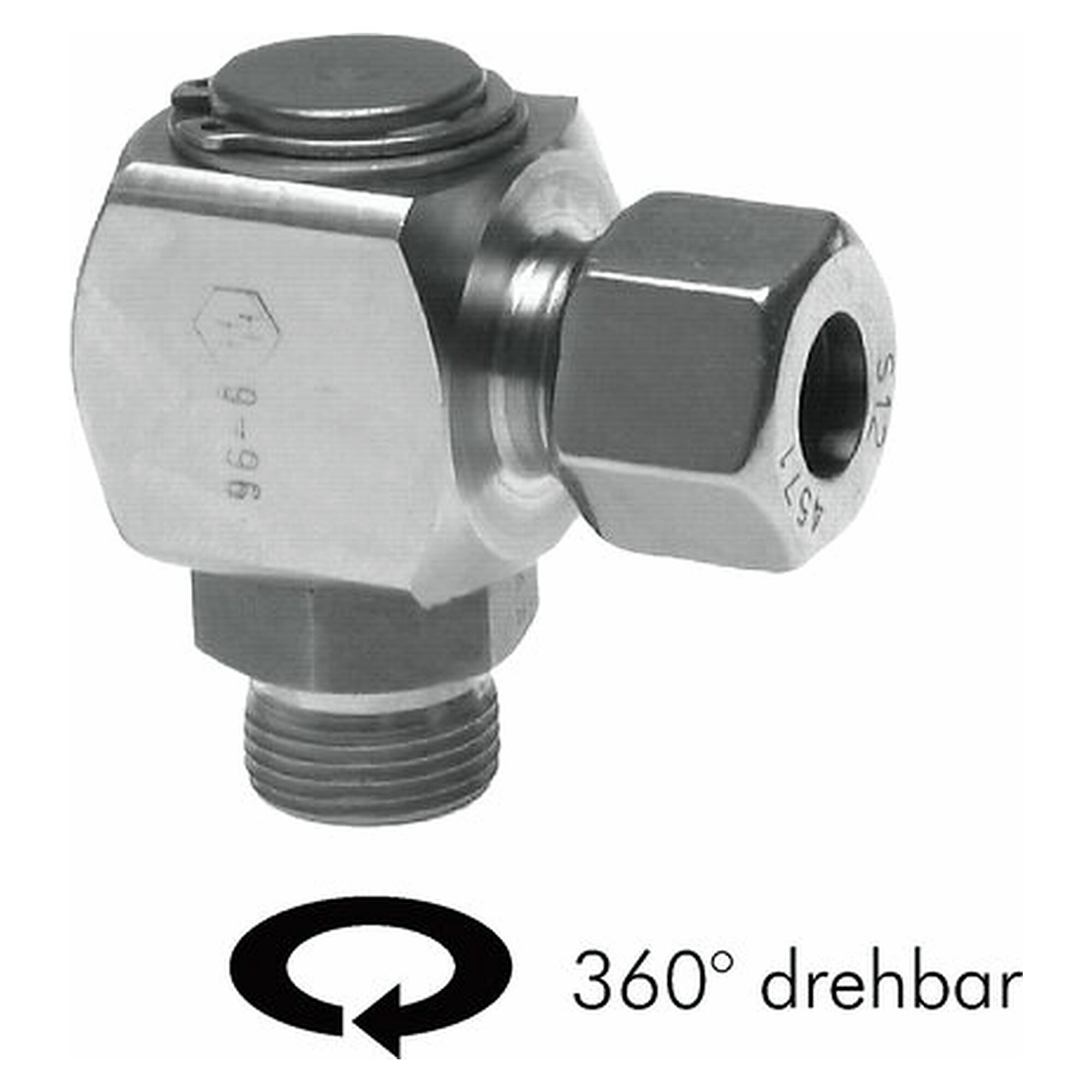 Hochdruck-Winkel-Einschraub-Drehverschraubung, Einschraubgewinde G 1", DN 20 mm, -20 bis +120