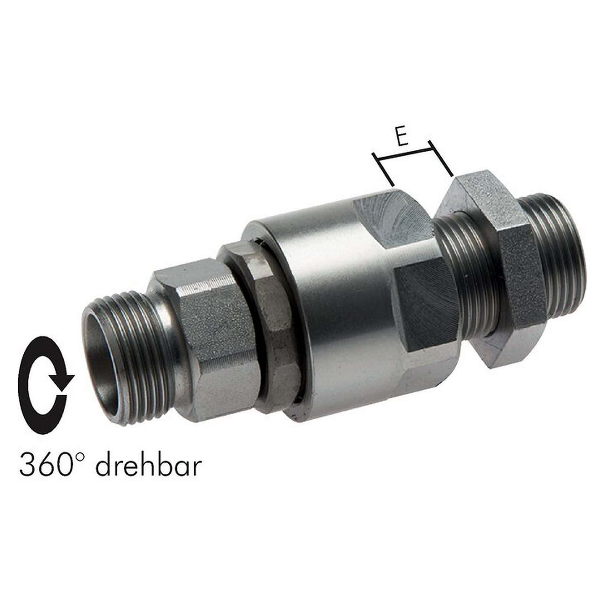 High pressure bulkhead swivel fitting, bulkhead thread M 36x2, overall length 114.4 mm, DN 25 mm