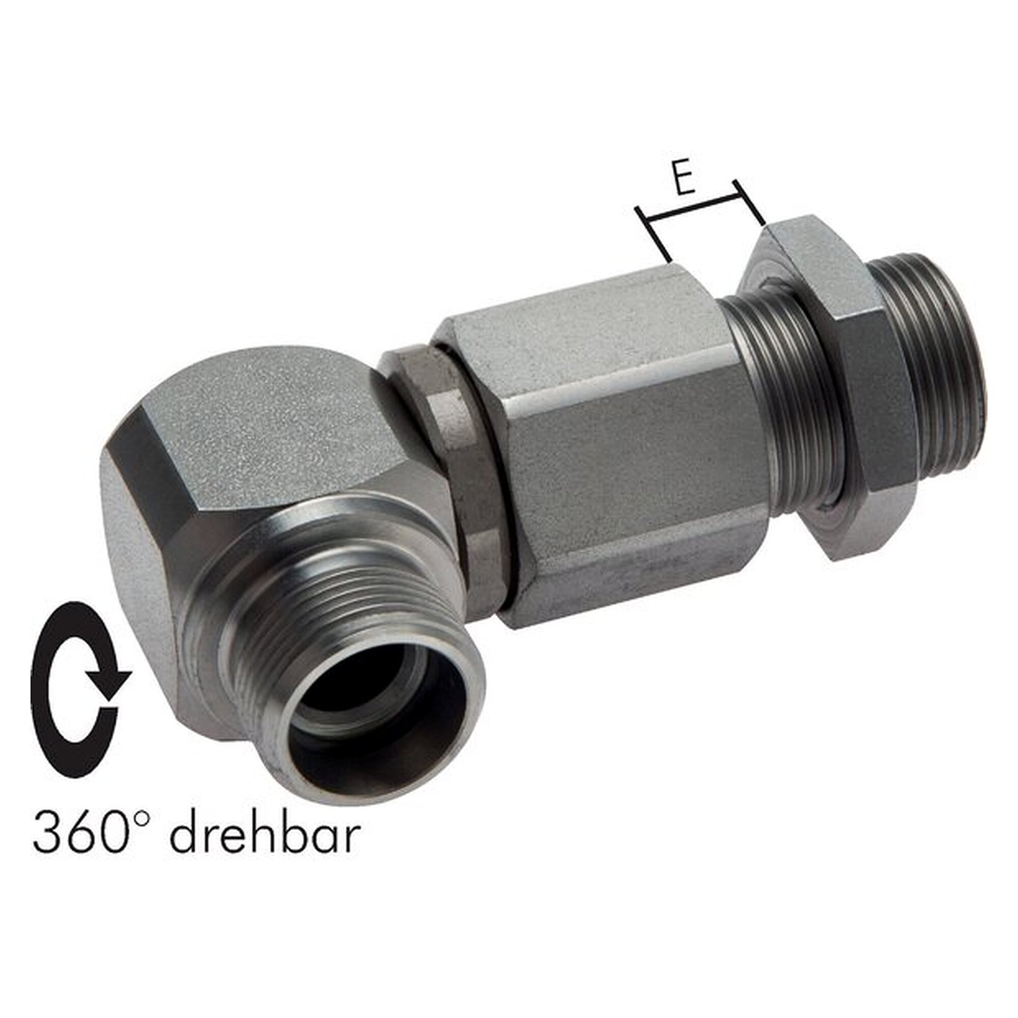 High pressure elbow bulkhead swivel fitting, bulkhead thread M 24x1.5, DN 12 mm, pipe 16 S (M24x1.5)