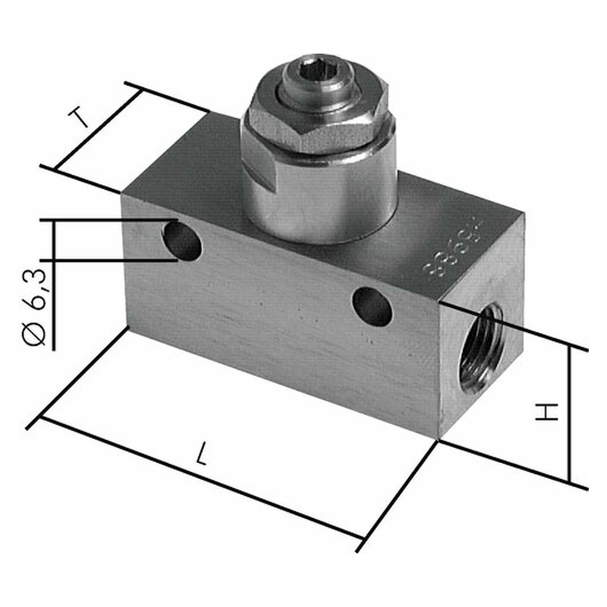 Drosselrückschlagventil, G 3/4", 0 bis 12 bar, -20 bis +180 °C, Körper und Einstellnadel 1.4436