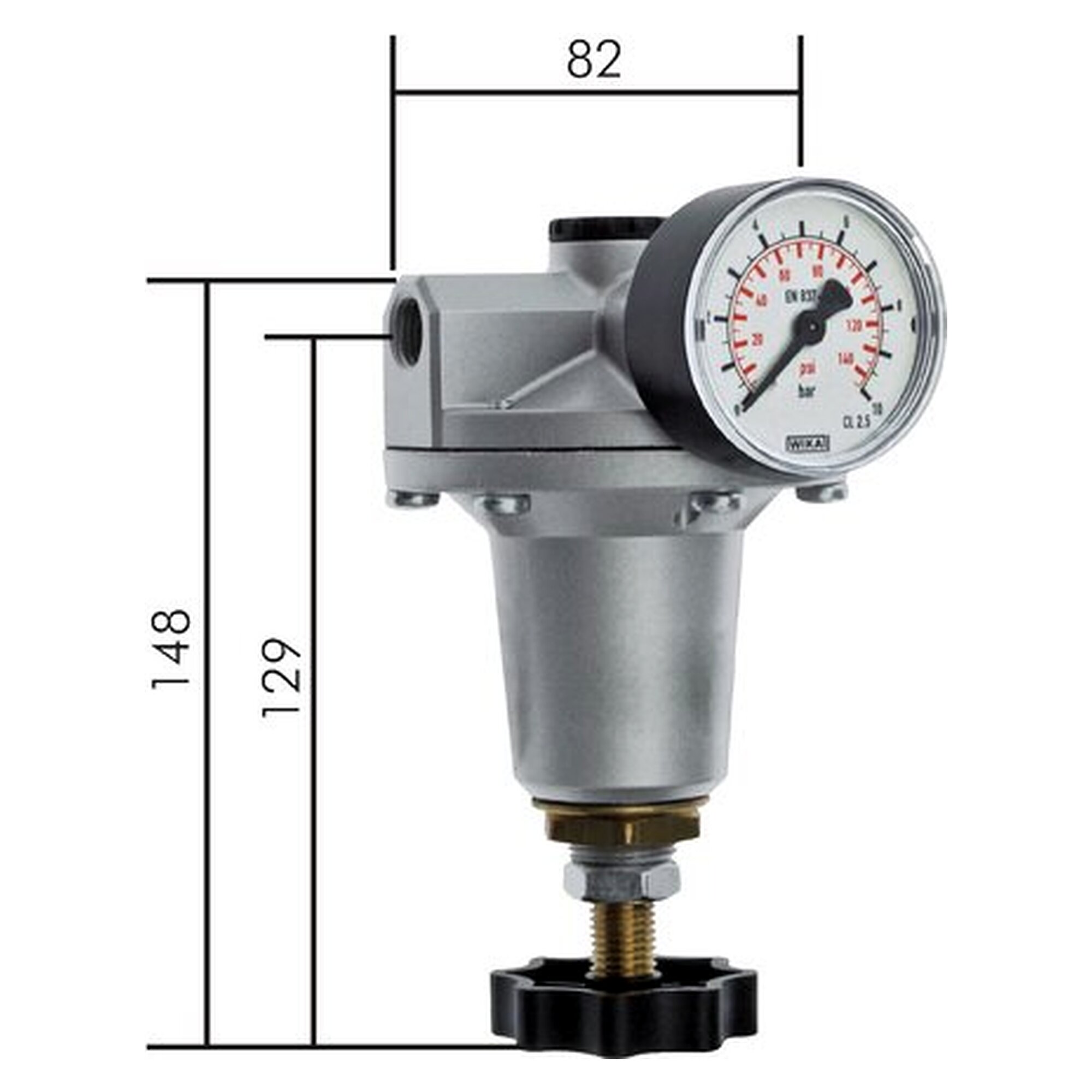Precision pressure regulator, G 1/4", 0.1 - 3 bar, zinc die casting Z410, Präzisionsdruckregler