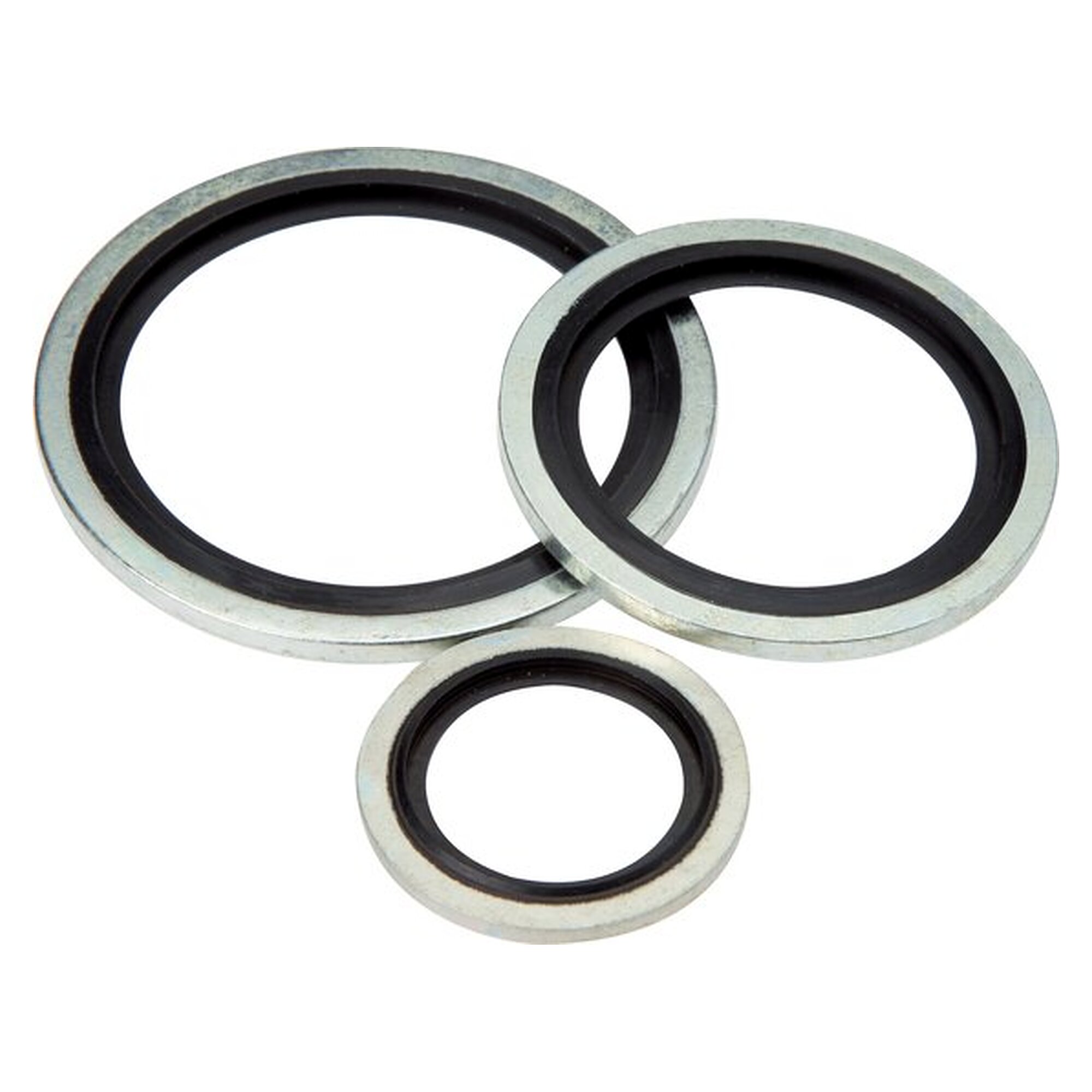 Self-centring hydraulic sealing ring, for thread M 26, with FKM insert, zinc-plated steel