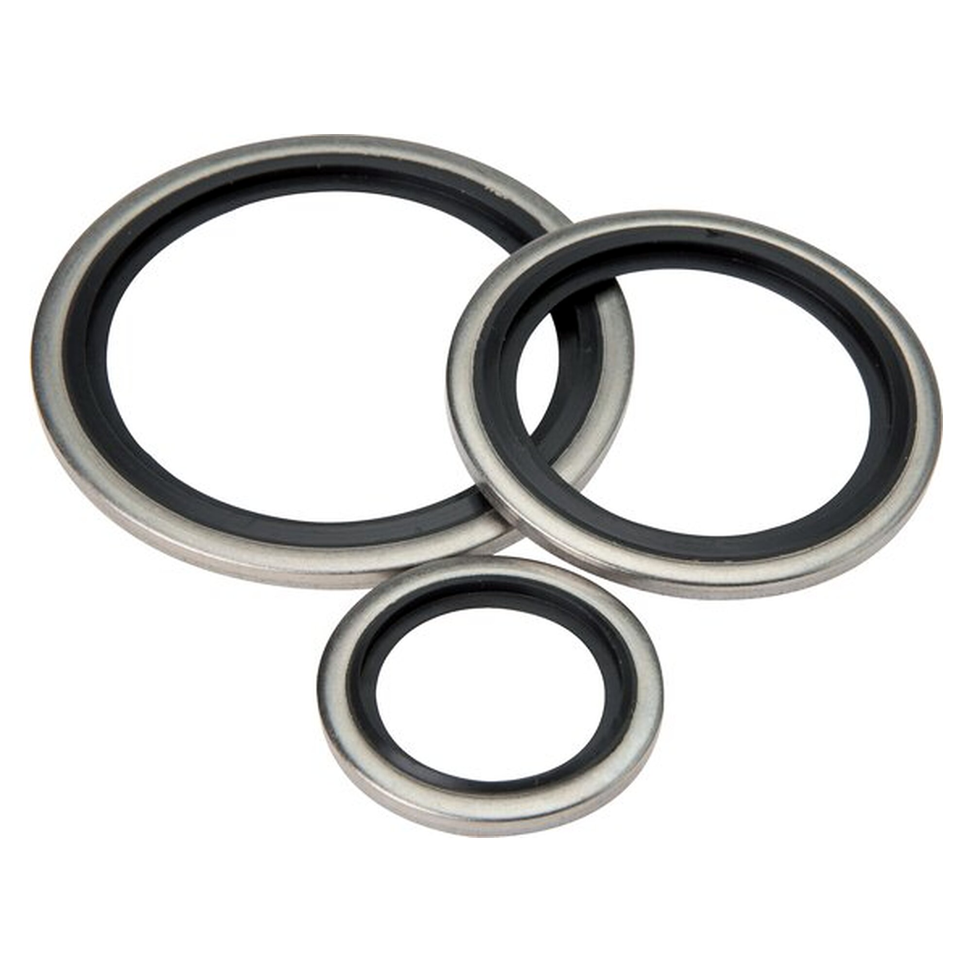 Self-centring hydraulic sealing ring, for thread G 3/8", with FKM insert, stainless steel 1.4301