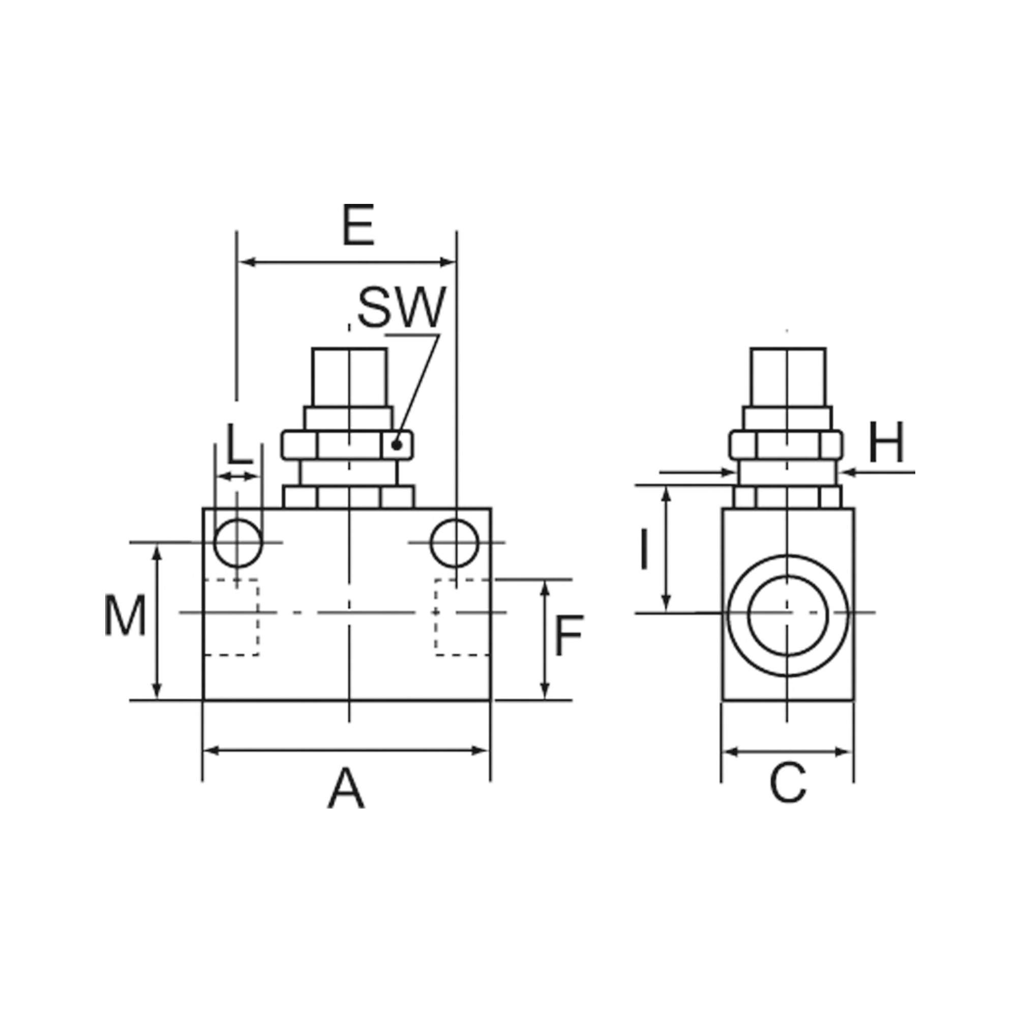 Throttle check valve, in block shape, Anodised aluminium, G 1/4 - Riegler 103804