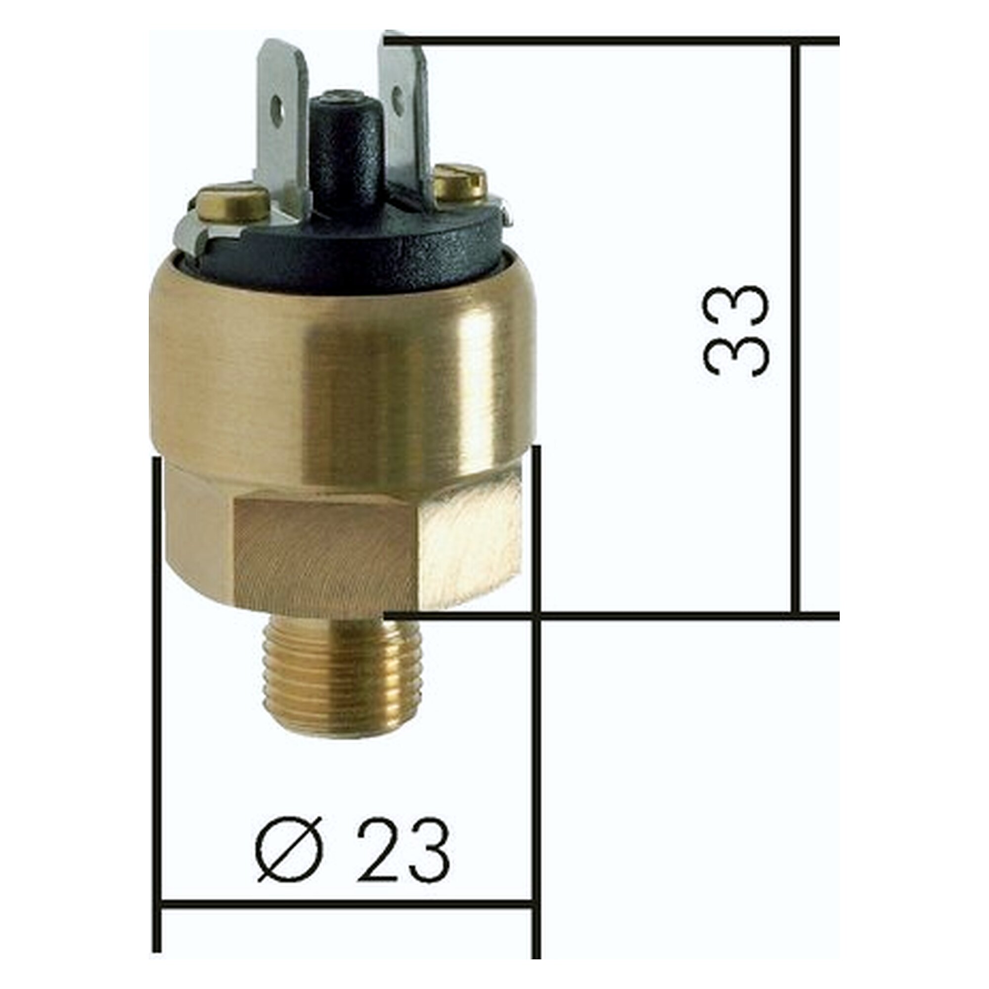 Druckschalter, G 1/8", 0,3 - 2 bar, Messing, Überdrucksicherheit 5 bar, Schutzart IP 65, Schließer