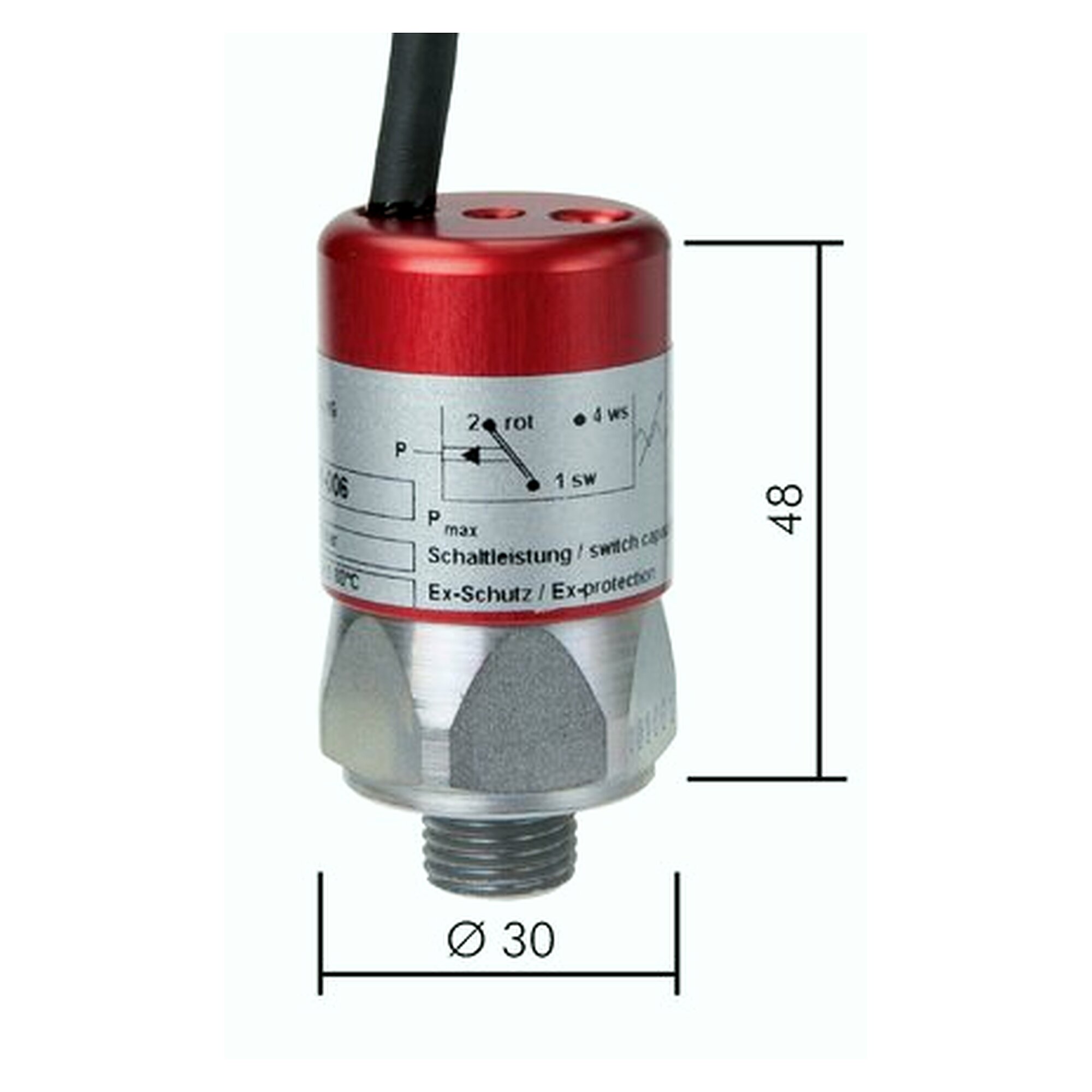 Pressure switch, G 1/4", 50 - 150 bar, zinc plated steel, overpressure safety 600 bar, 250 V / 2 A*