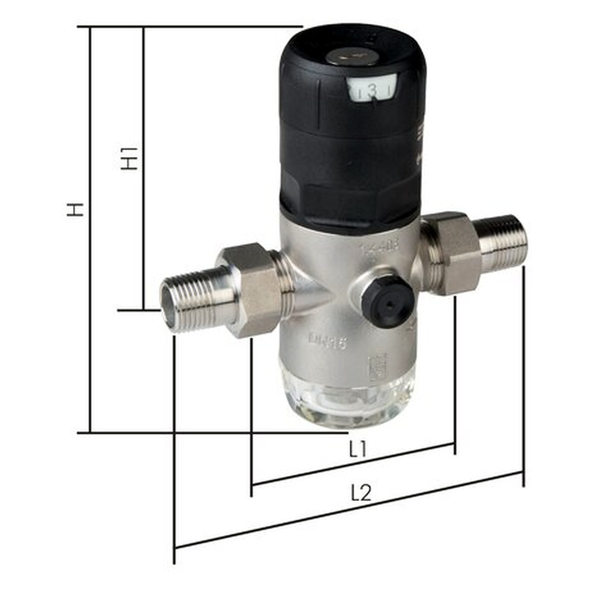 Pressure reducing valve, R 1-1/4", 3 - 12 bar, DN 32, 1.4408, temperature range +5 to +40 °C