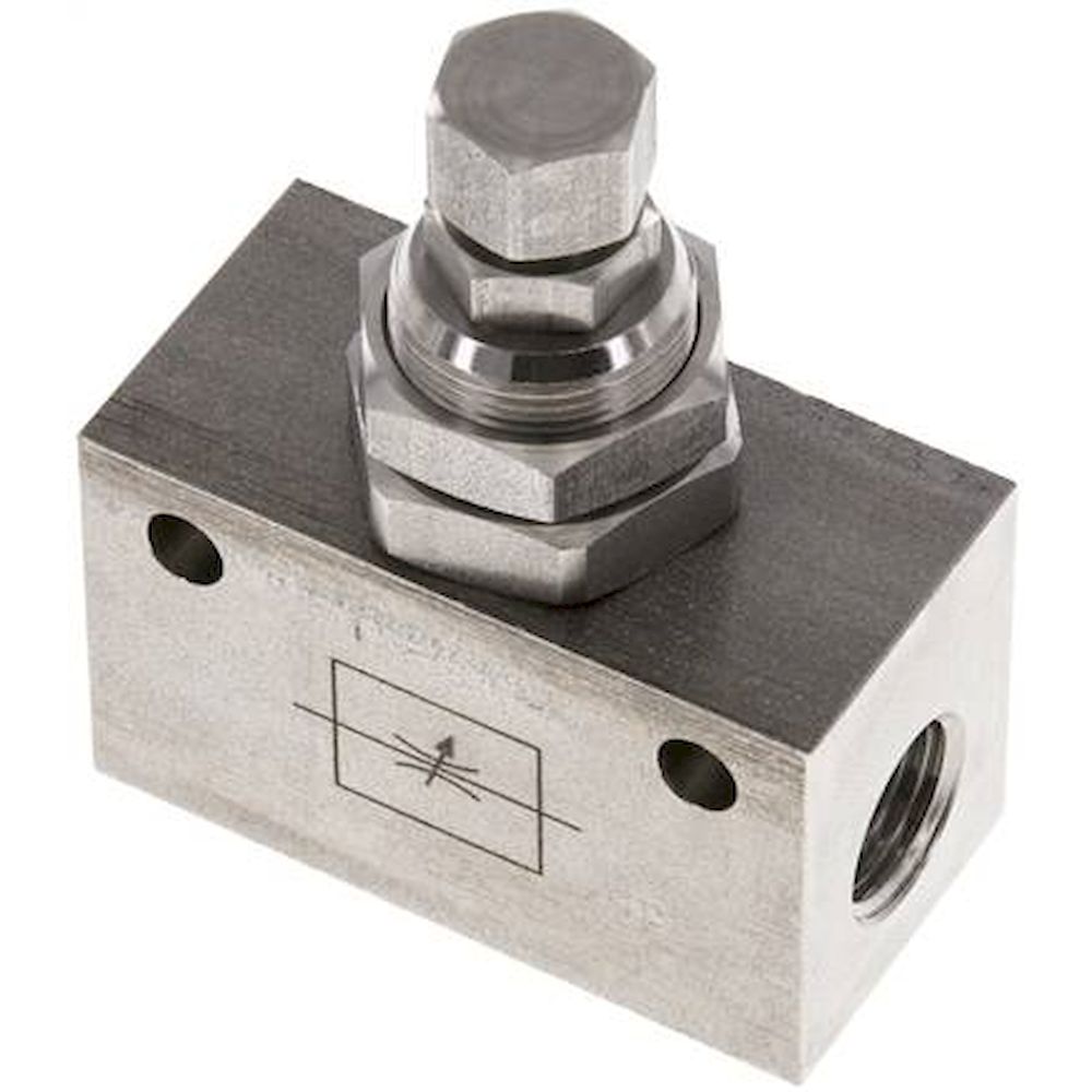 DV-14-ES-E. Choke valve, G 1/4",Stainless steel (Eco)