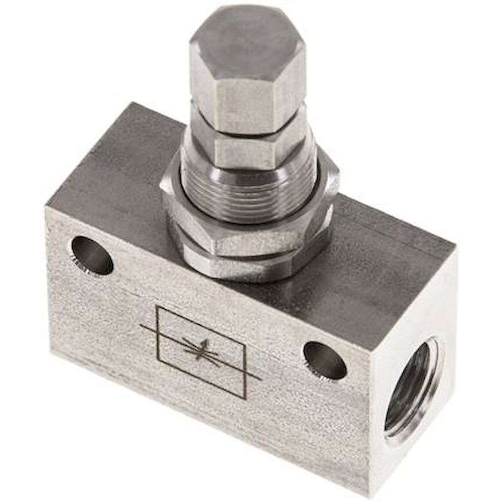 DV-18-ES-E. Choke valve, G 1/8",Stainless steel (Eco)