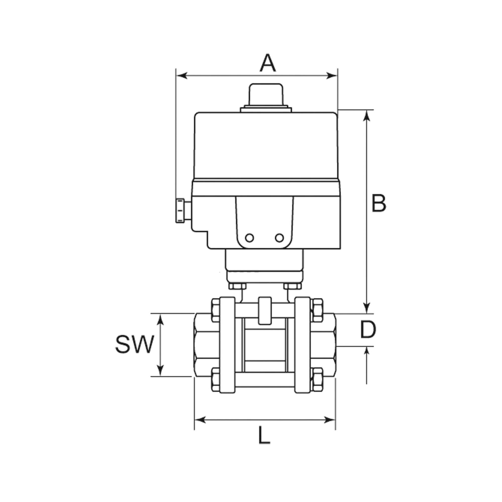 Stainless steel ball valve, Electr. actuation drive, 24 V DC - Riegler 103717