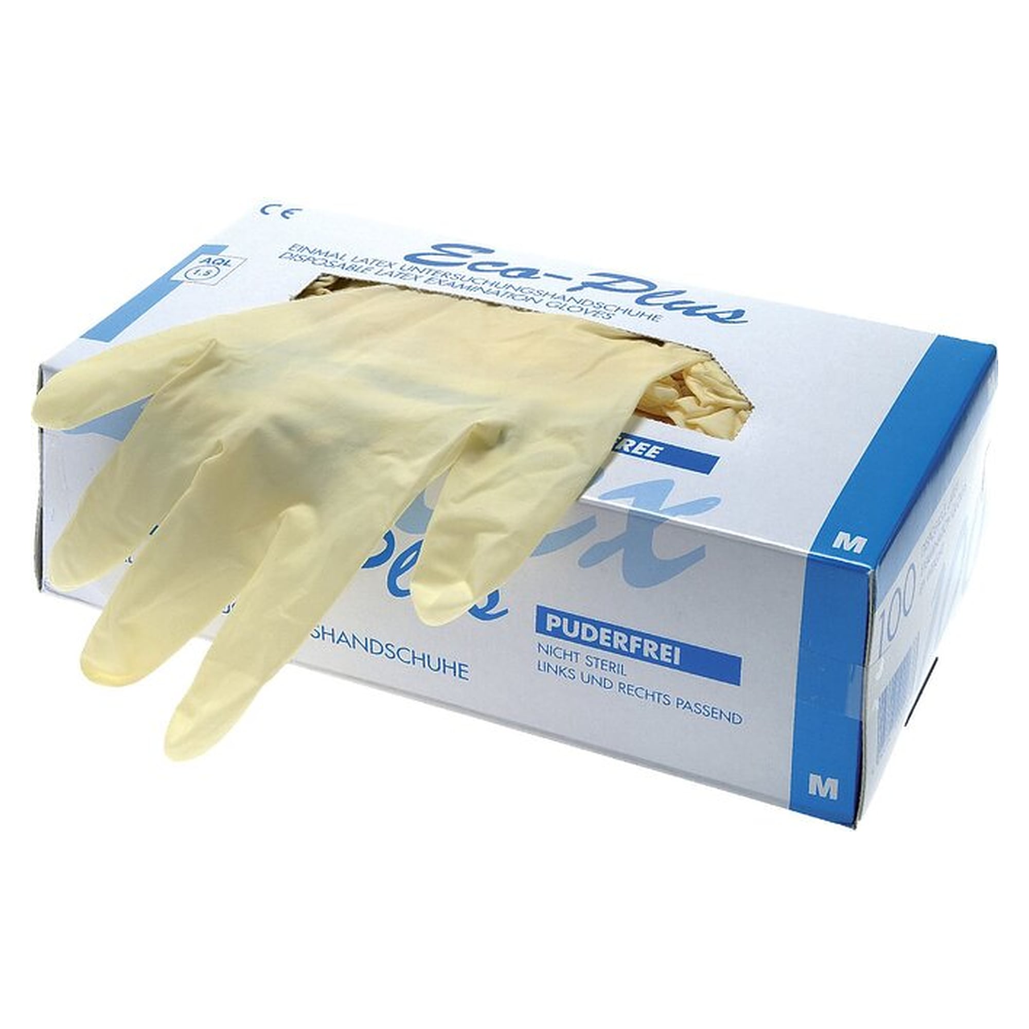 disposable latex gloves, powder-free, natural, S, box of 100