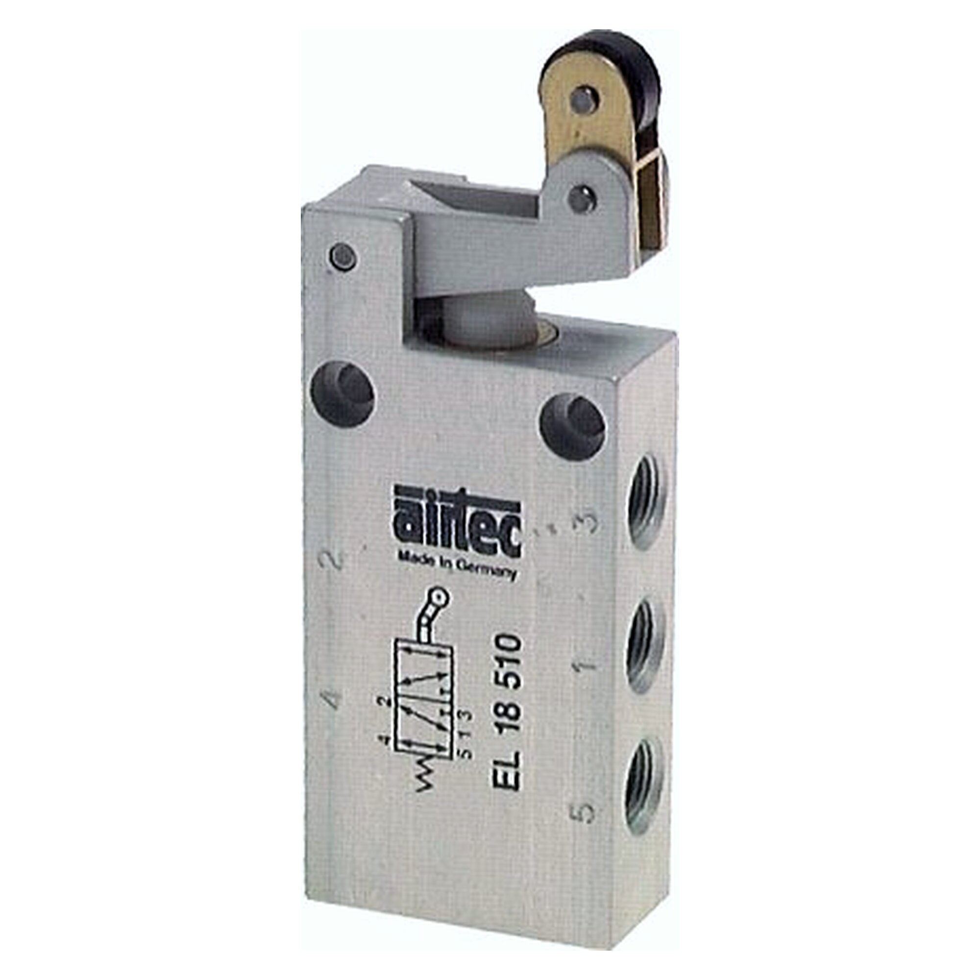 5/2-Wege Endschalter, Leerrücklaufrolle, G 1/8", 320 l/min, Nennweite 4 mm, 0 bis 12 bar