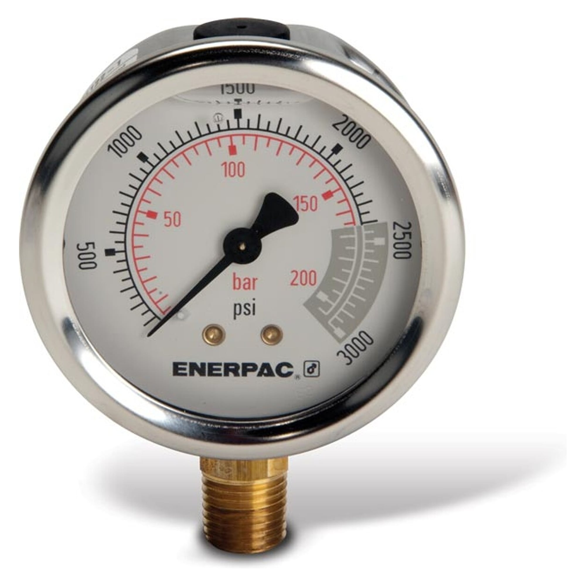 Hydraulic Pressure Gauge 2.5 in (63 mm) 200 bar lower mount - Enerpac G2516SL