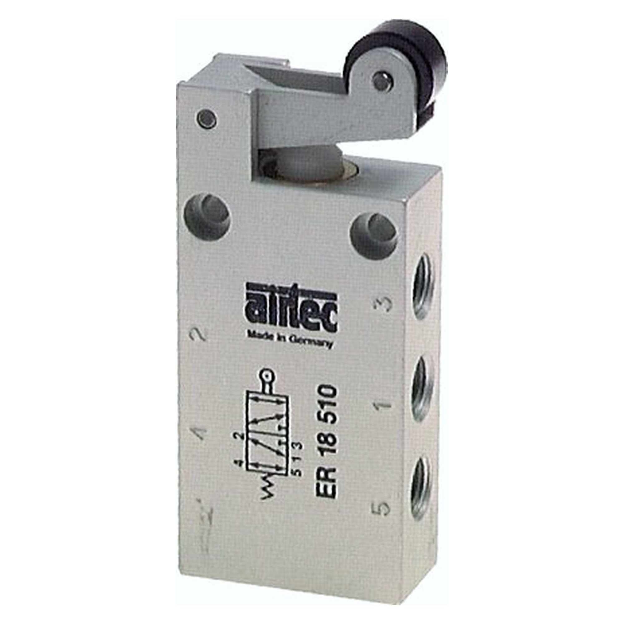 5/2-way limit valve, Roller lever, G 1/8", 320 l/min, nominal size 4 mm, 0 to 12 bar, exhaust G 1/8"