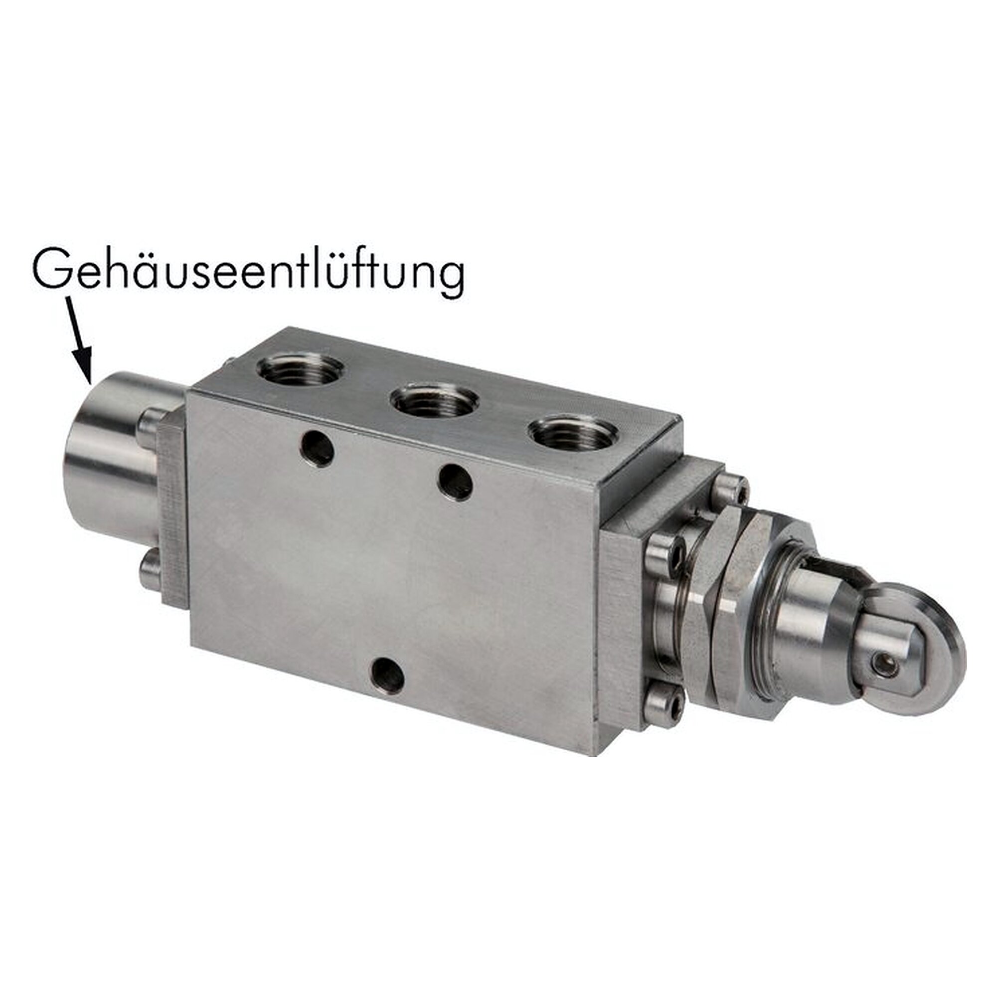 5/2-Wege Endschalter, Rollenbetätigung, G 1/4", 700 l/min, Edelstahl 1.4436, FKM-Dichtung