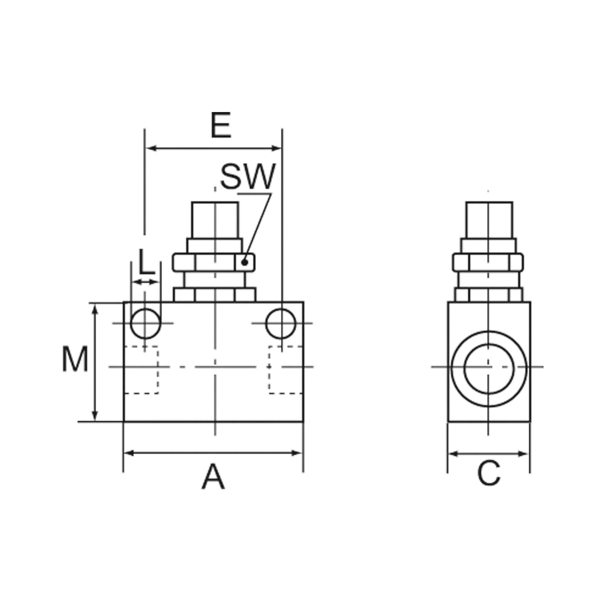Throttle valve, in block shape, Stainless steel 1.4404, G 1/4 - Riegler 103814