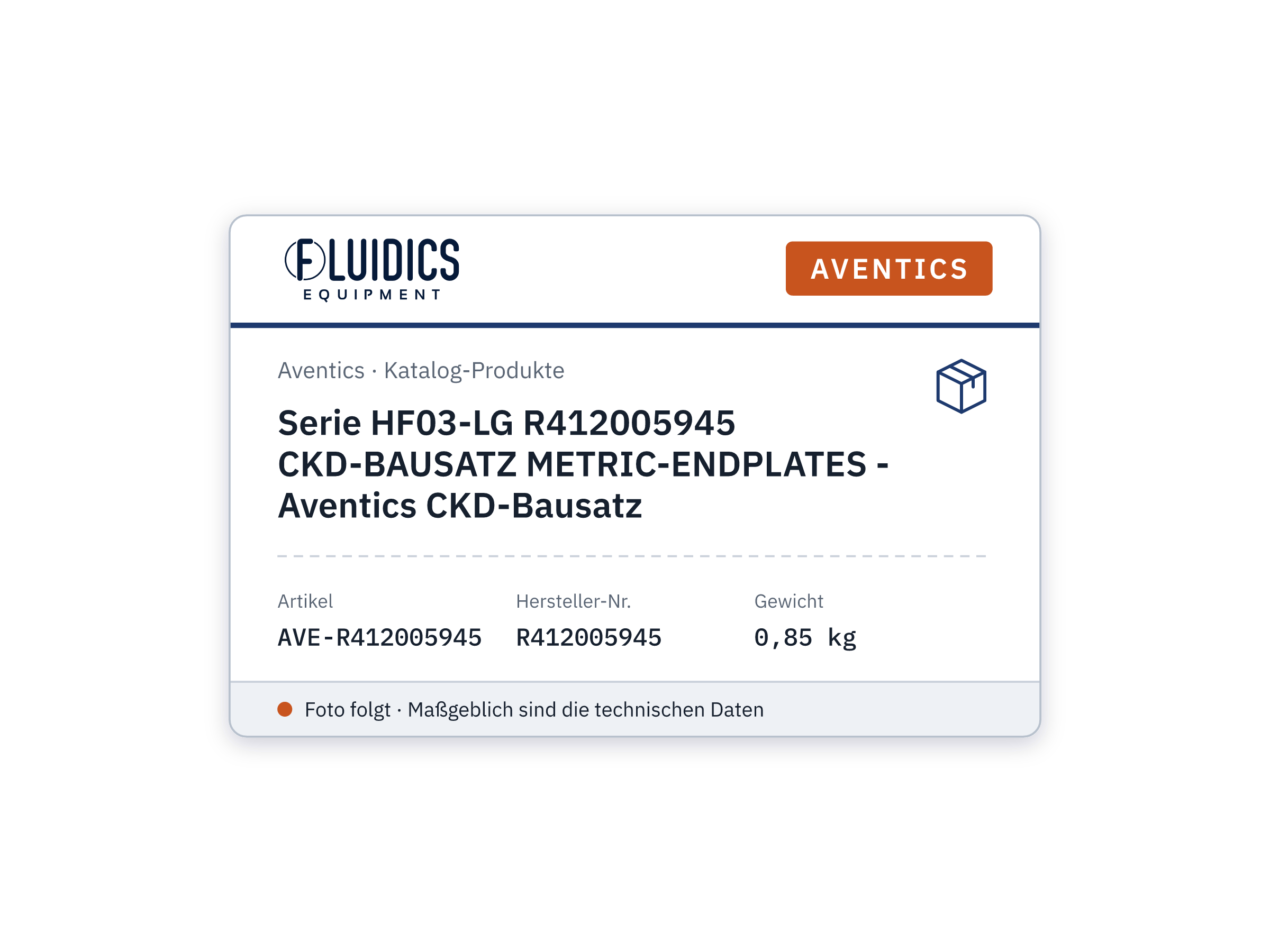 Serie HF03-LG R412005945 CKD-BAUSATZ METRIC-ENDPLATES - Aventics CKD-Bausatz