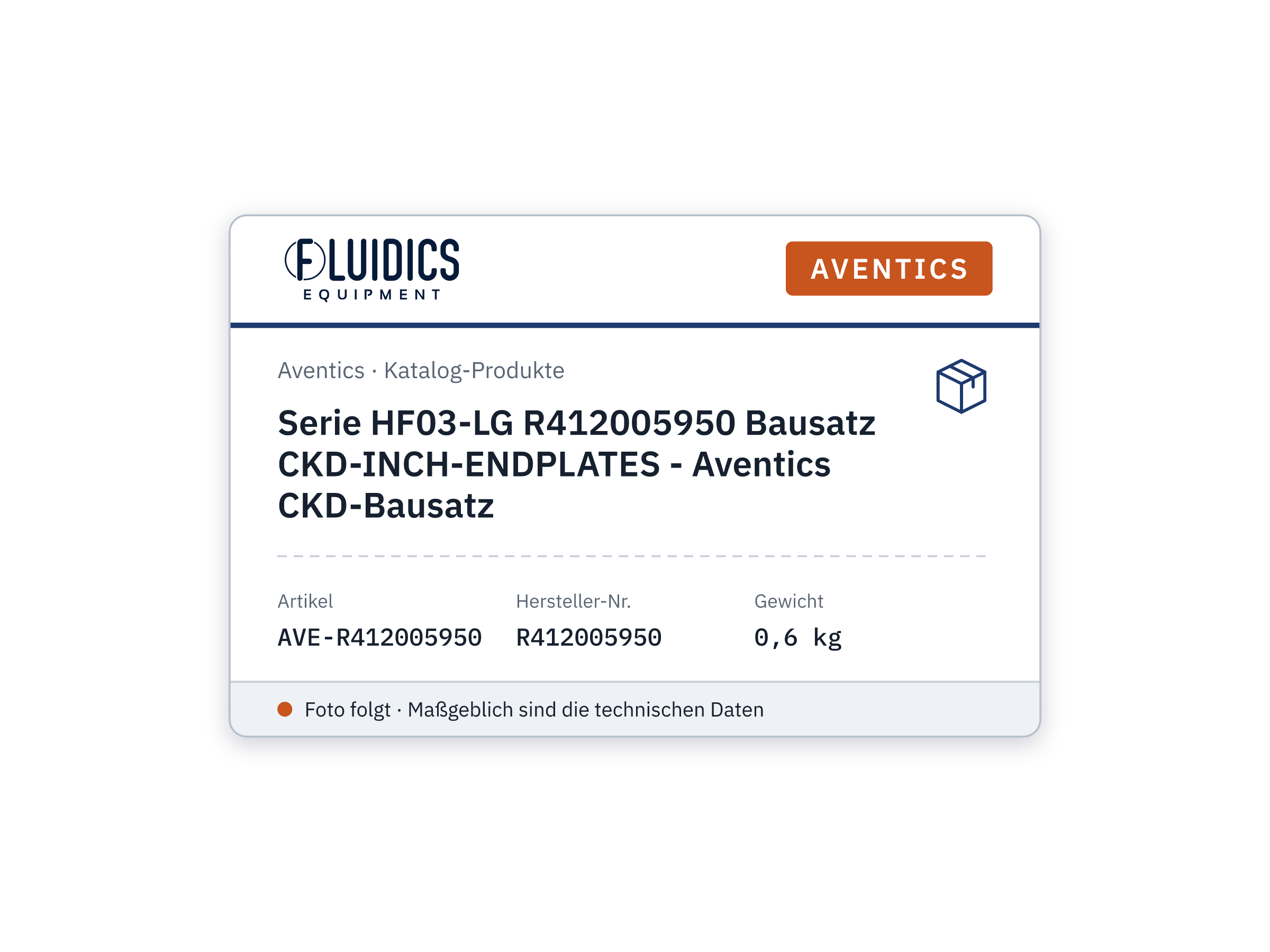Serie HF03-LG R412005950 Bausatz CKD-INCH-ENDPLATES - Aventics CKD-Bausatz