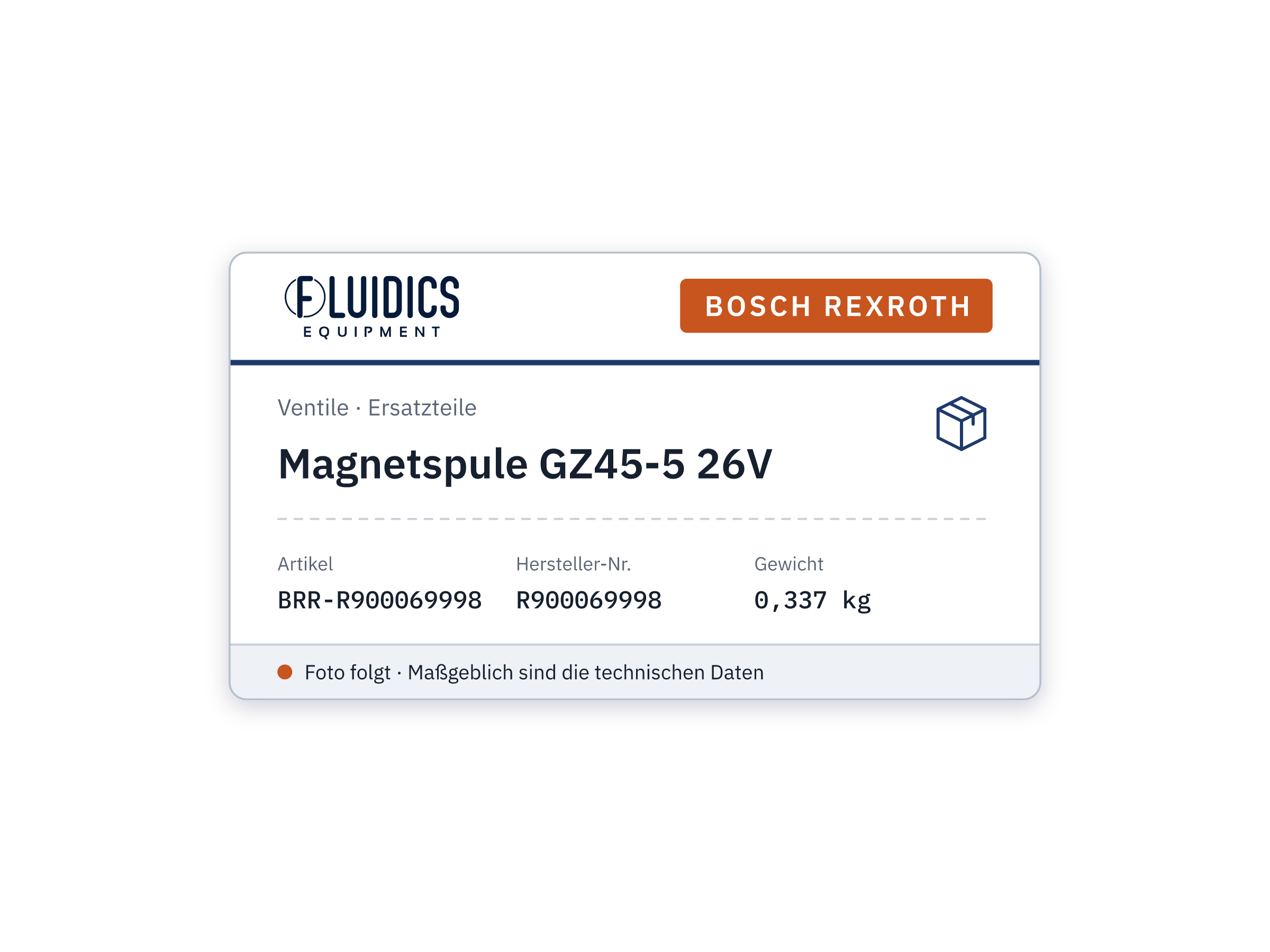 Magnetspule GZ45-5 26V - Bosch Rexroth R900069998