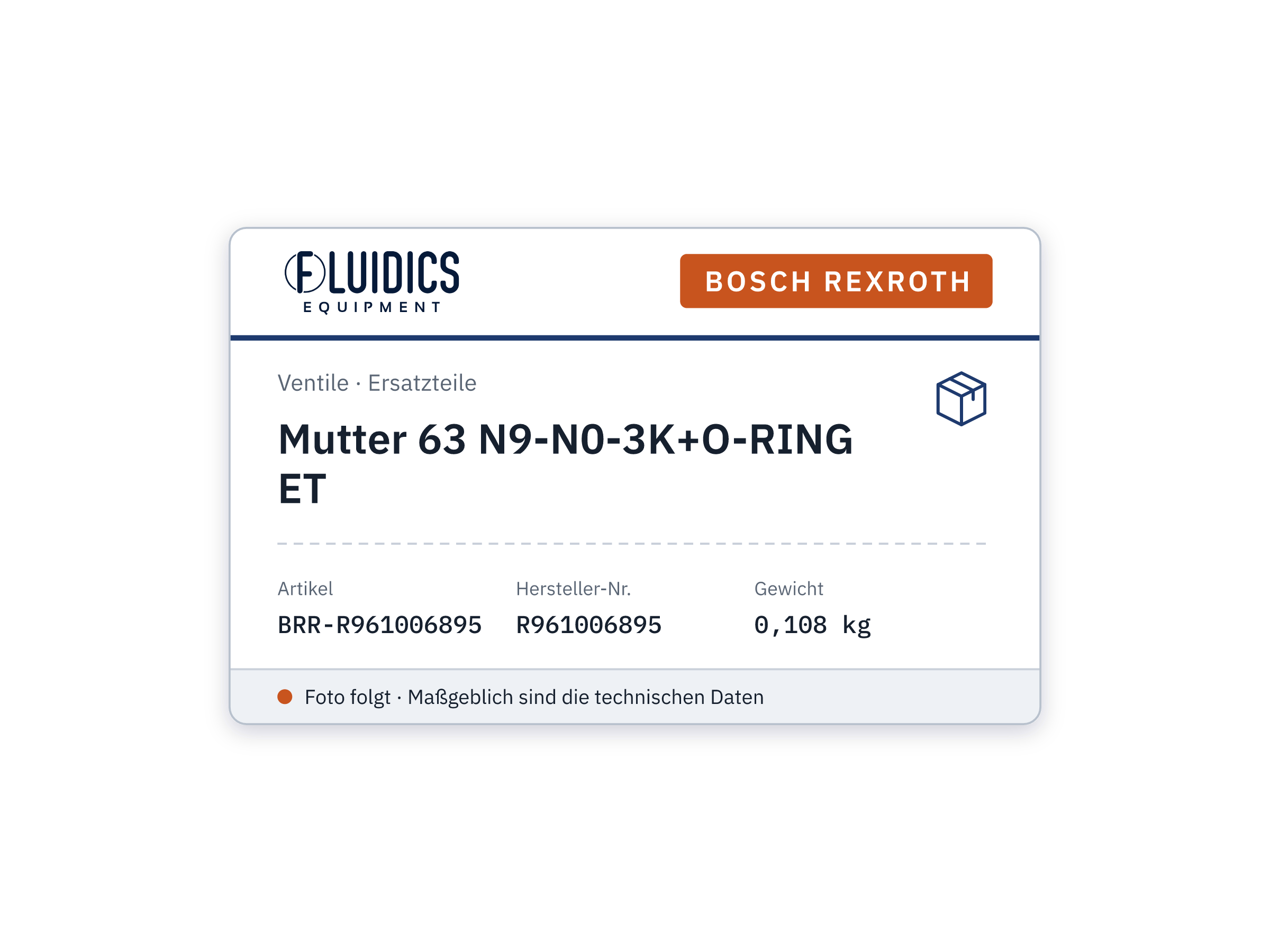 Mutter 63 N9-N0-3K+O-RING ET - Bosch Rexroth R961006895