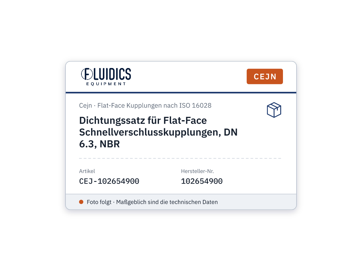 Dichtungssatz für Flat-Face Schnellverschlusskupplungen, DN 6.3, NBR - Cejn 102654900