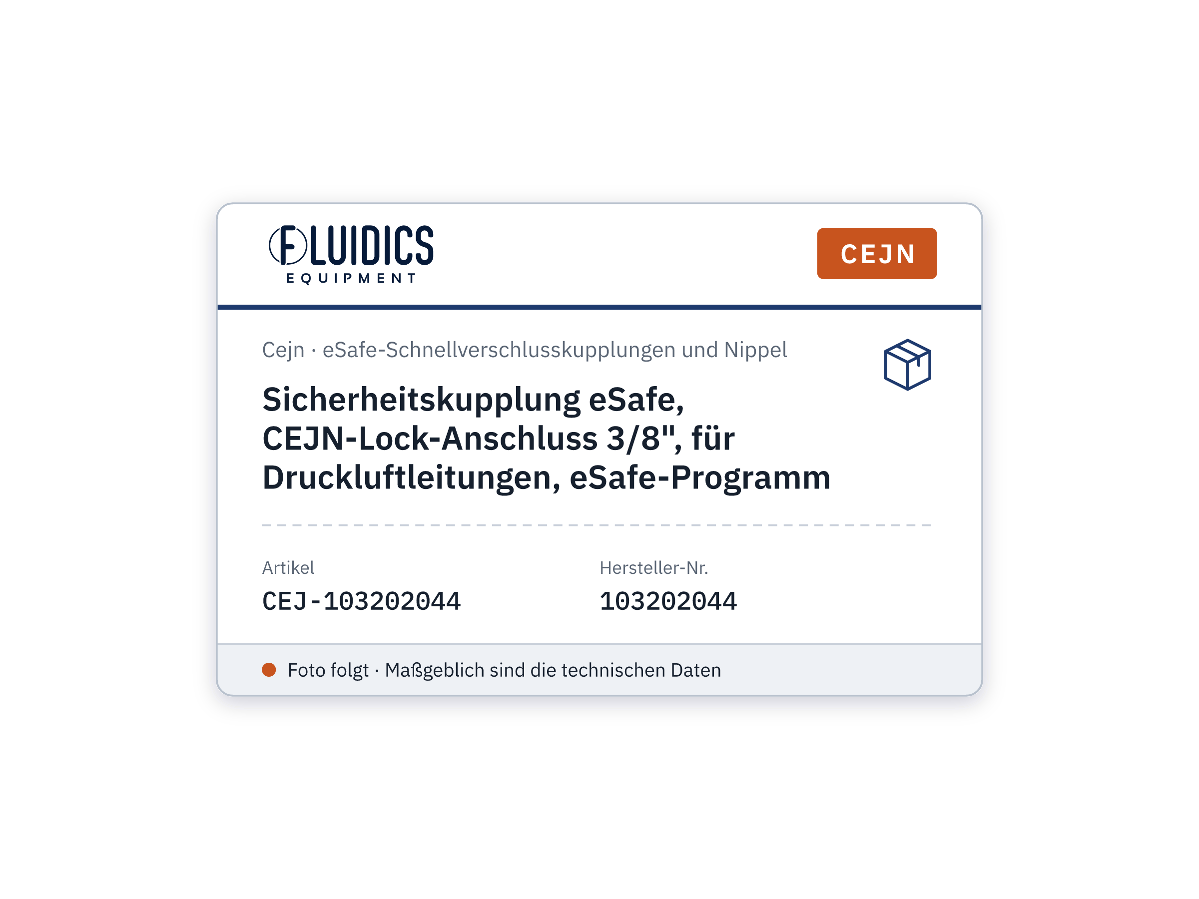 Sicherheitskupplung eSafe, CEJN-Lock-Anschluss 3/8", für Druckluftleitungen, eSafe-Programm - Cejn 103202044