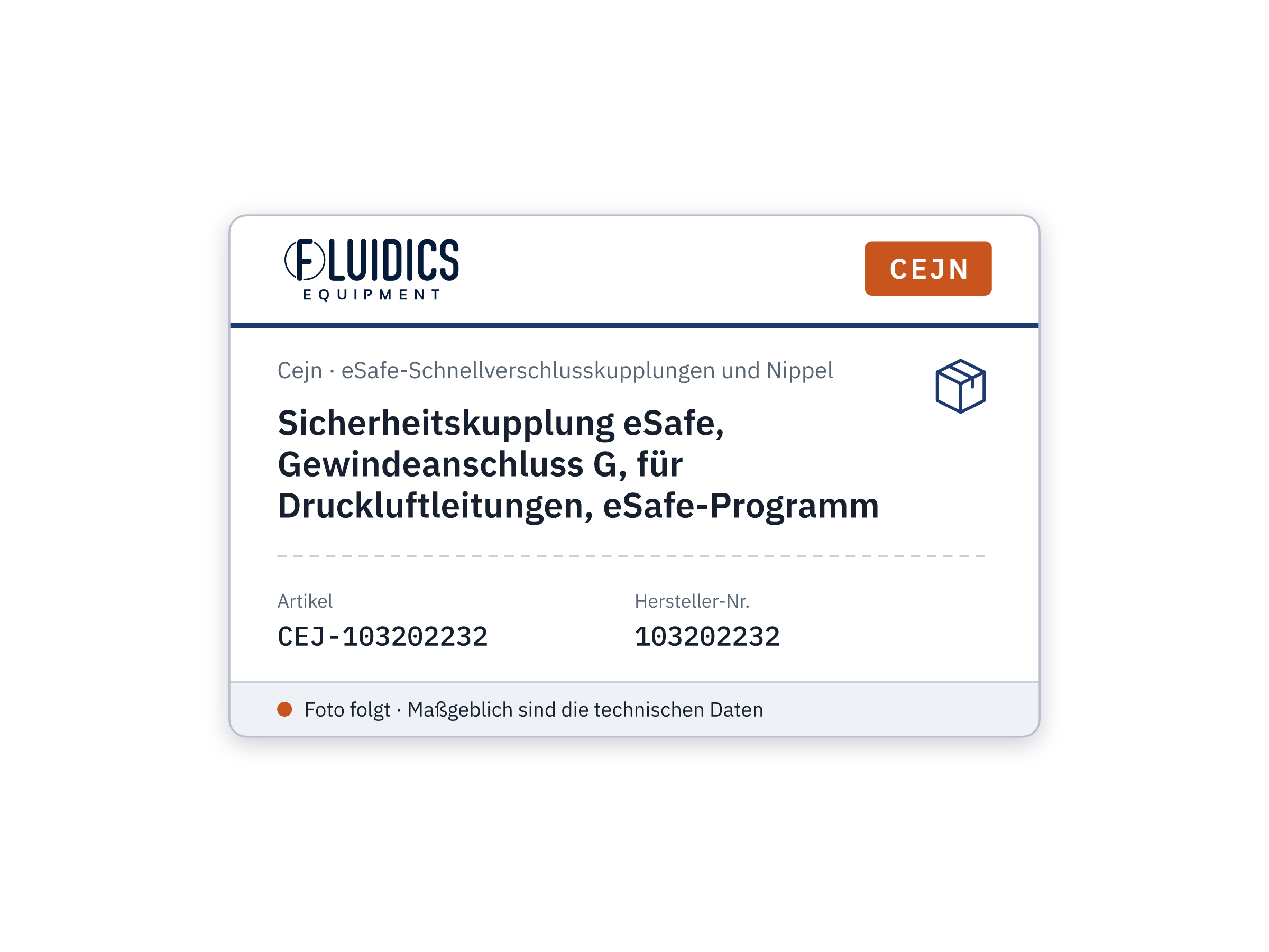 Sicherheitskupplung eSafe, Gewindeanschluss G, für Druckluftleitungen, eSafe-Programm - Cejn 103202232