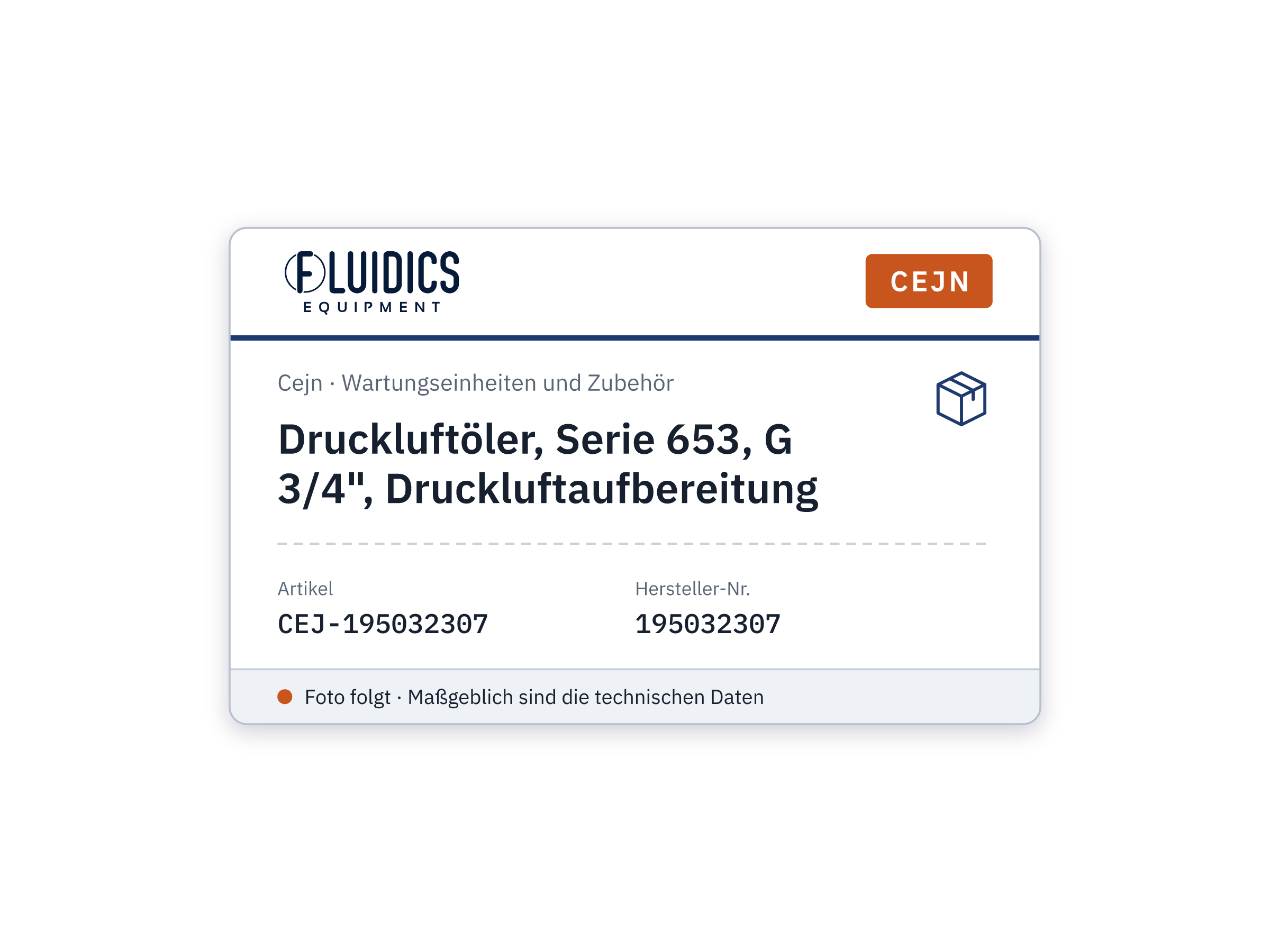 Druckluftöler, Serie 653, G 3/4", Druckluftaufbereitung - Cejn 195032307
