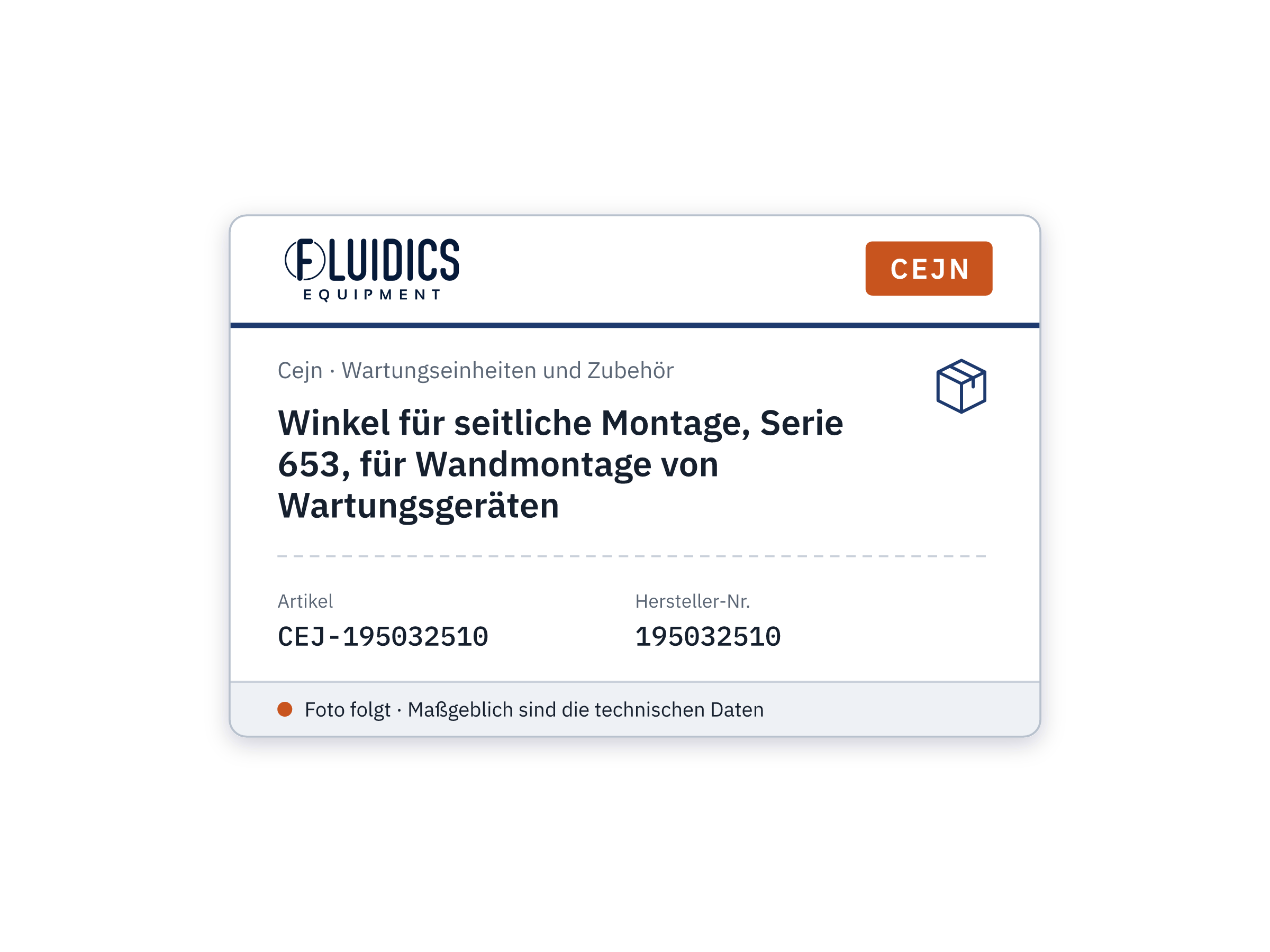 Winkel für seitliche Montage, Serie 653, für Wandmontage von Wartungsgeräten - Cejn 195032510