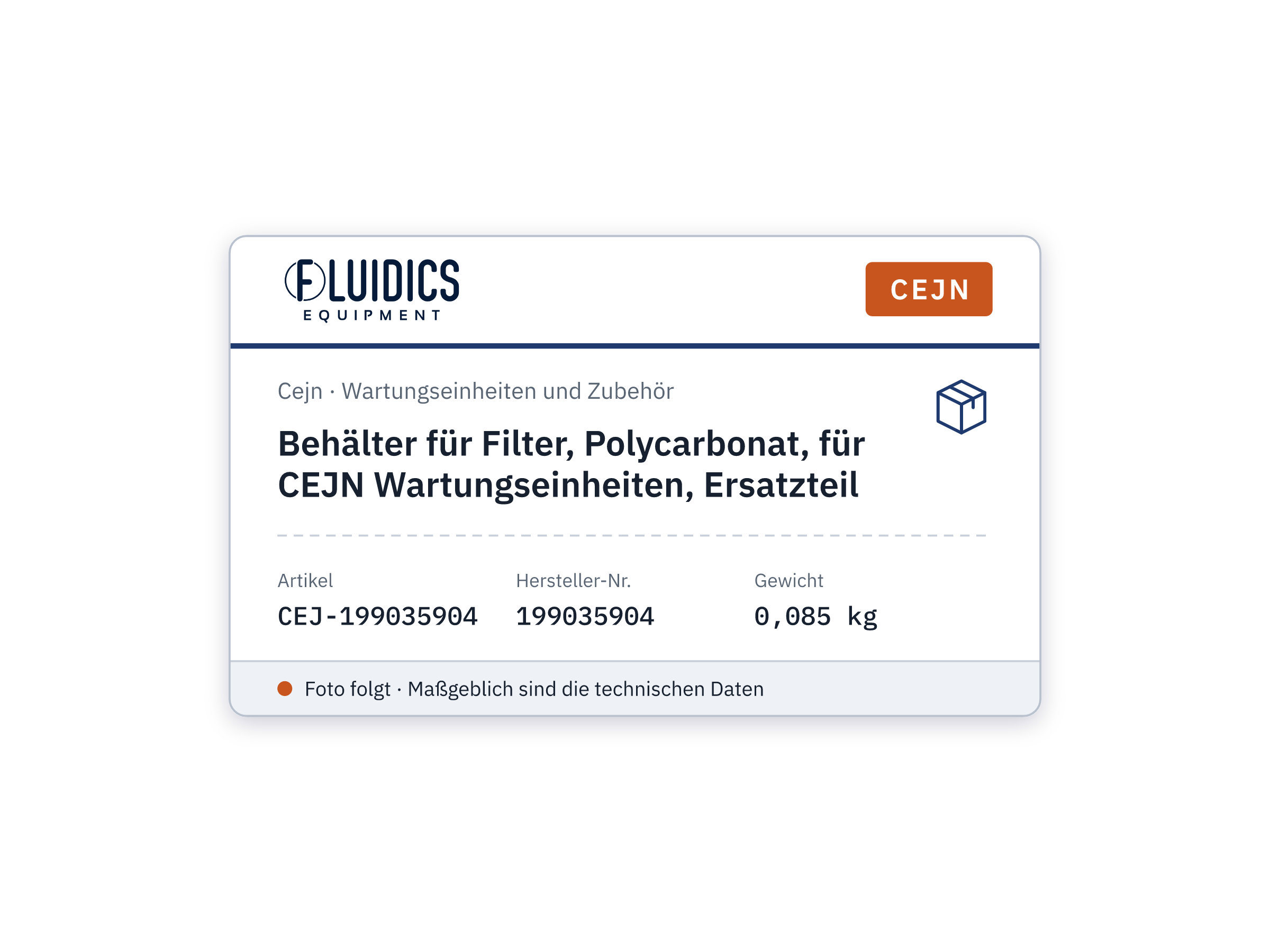 Bowl for filter, polycarbonate, for CEJN air preparation units, spare part - Cejn 199035904