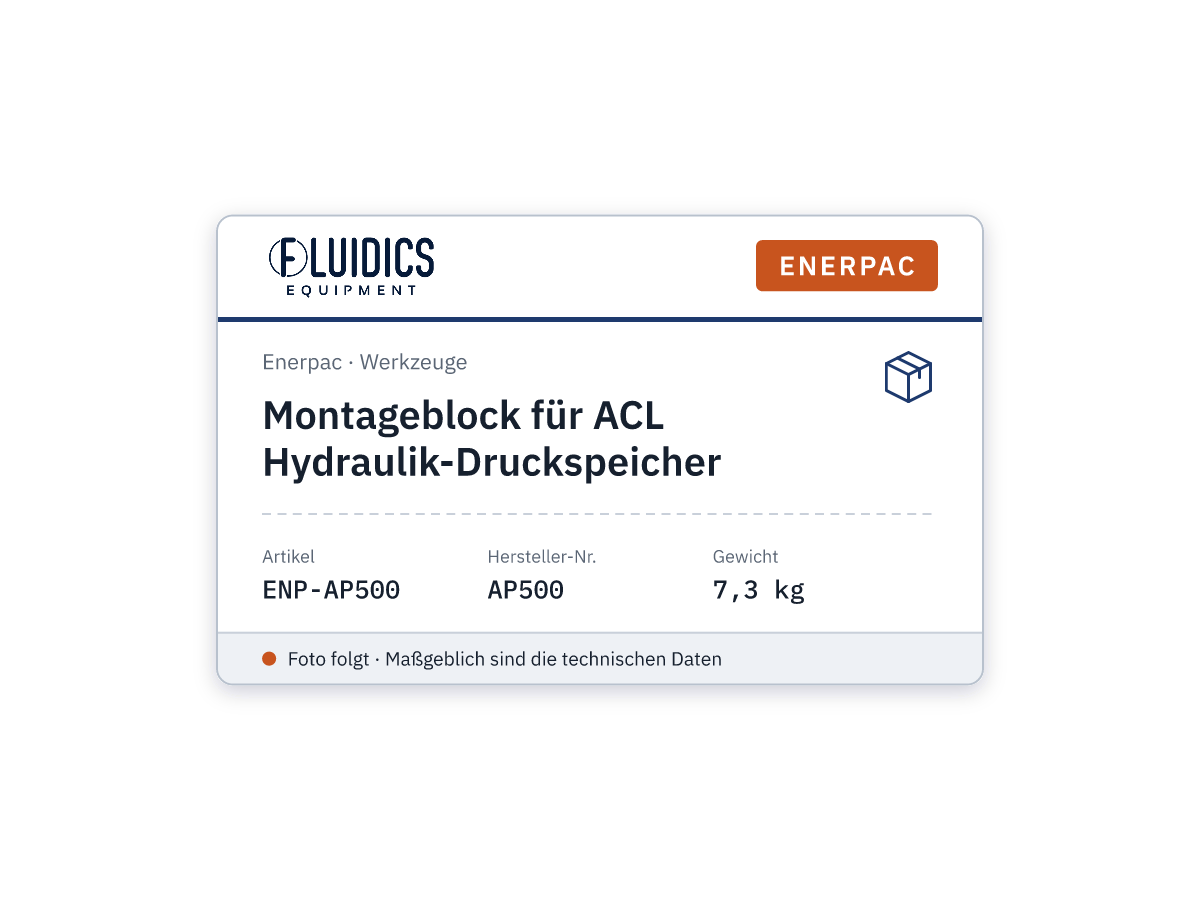 Montageblock für ACL Hydraulik-Druckspeicher - Enerpac AP500