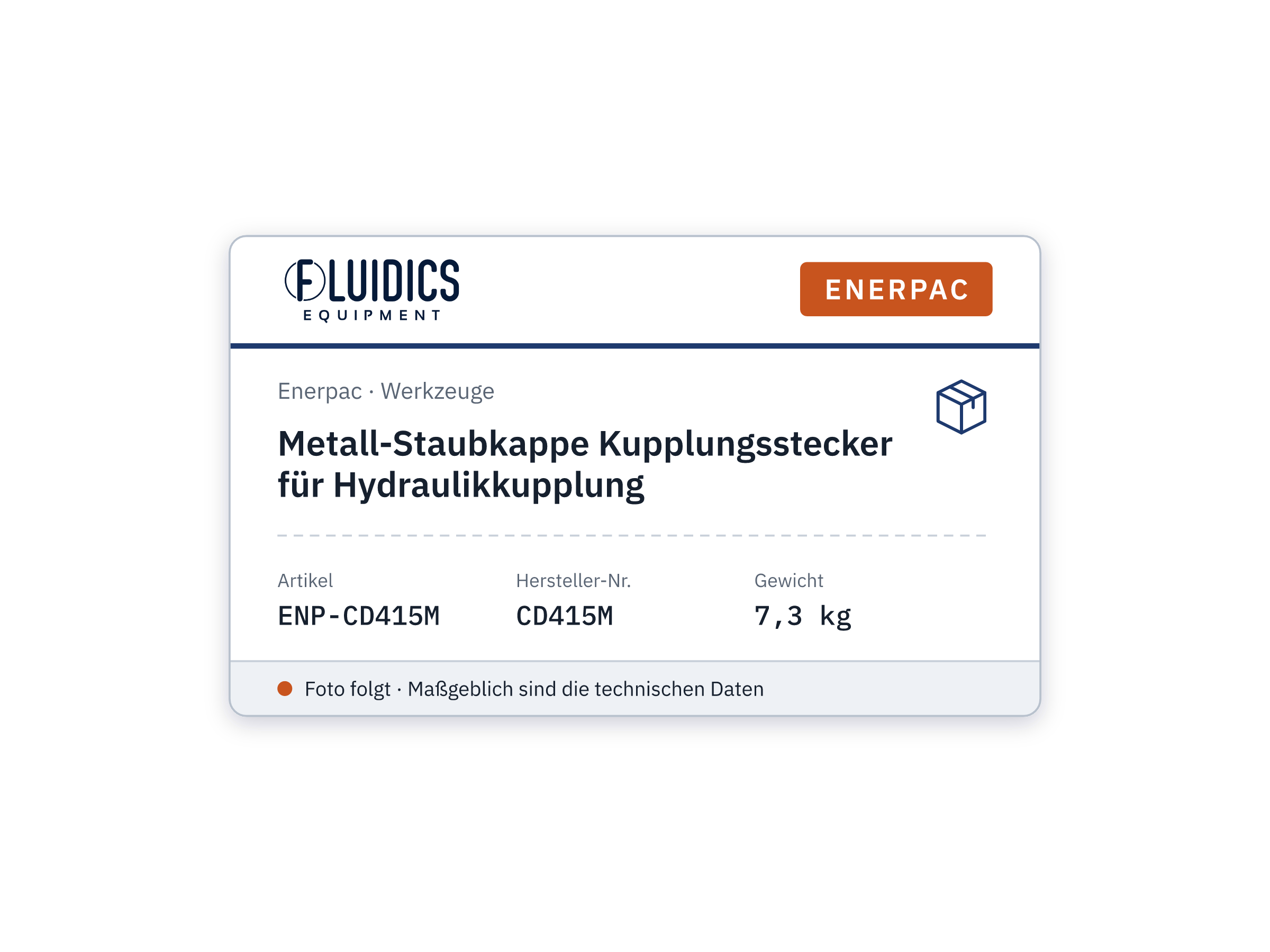 Metall-Staubkappe Kupplungsstecker für Hydraulikkupplung - Enerpac CD415M
