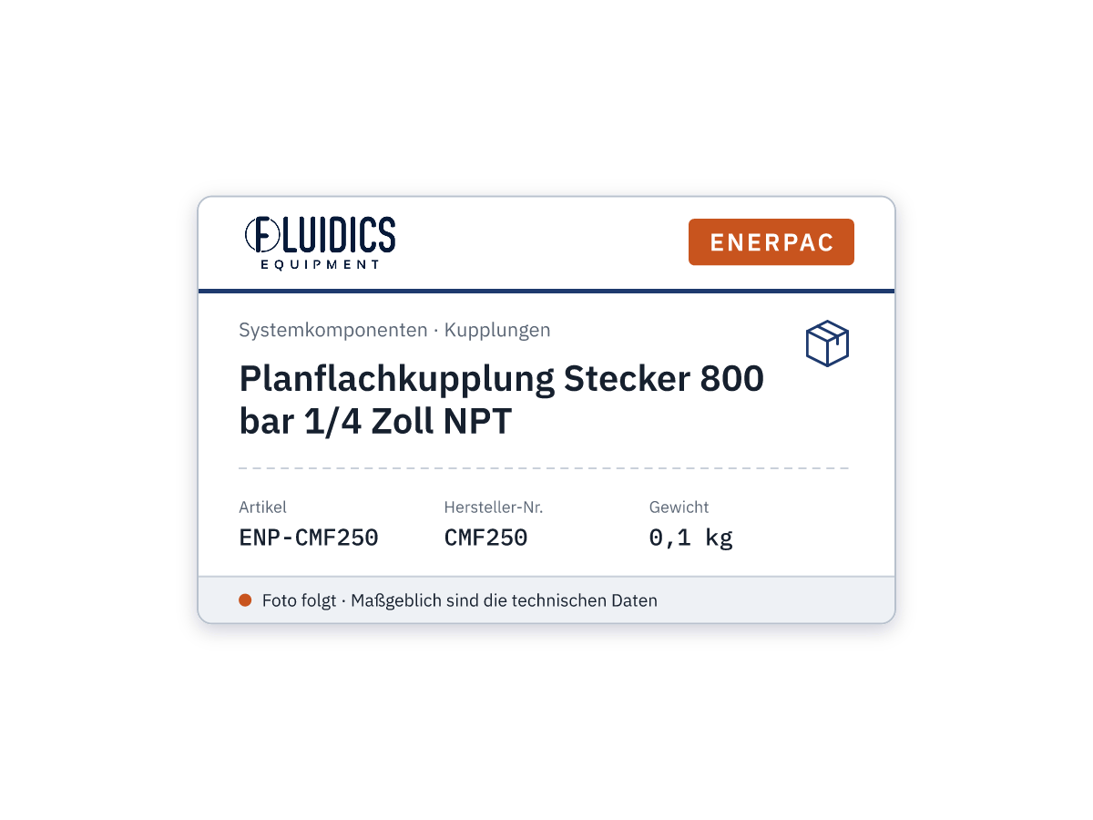 Planflachkupplung Stecker 800 bar 1/4 Zoll NPT - Enerpac CMF250