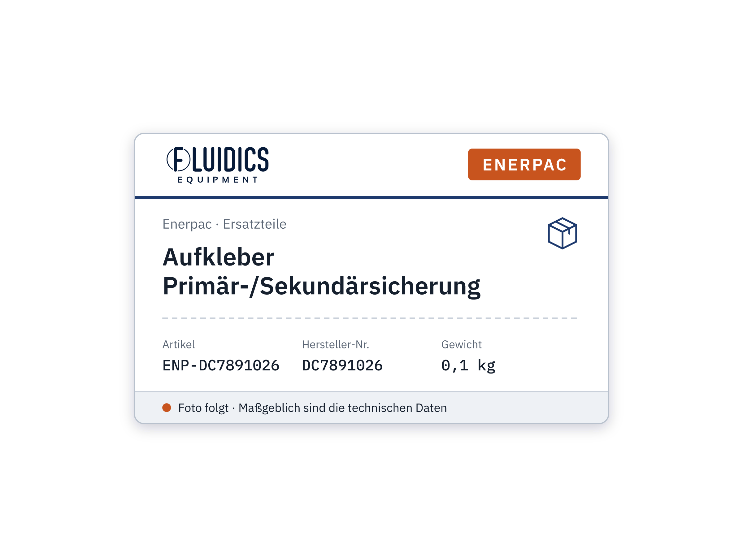 Aufkleber Primär-/Sekundärsicherung - Enerpac DC7891026
