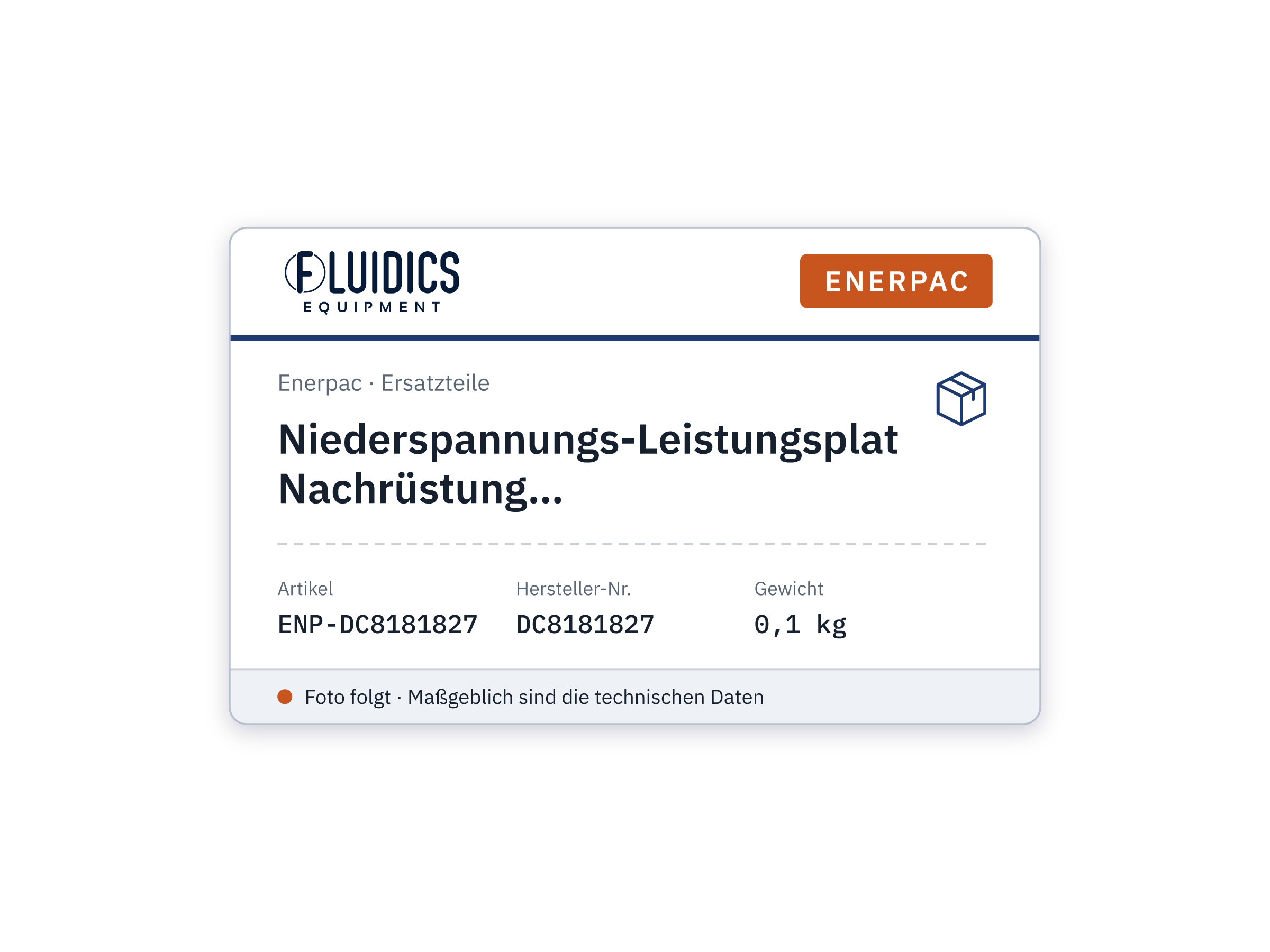 Niederspannungs-Leistungsplatine, Nachrüstung - Enerpac DC8181827