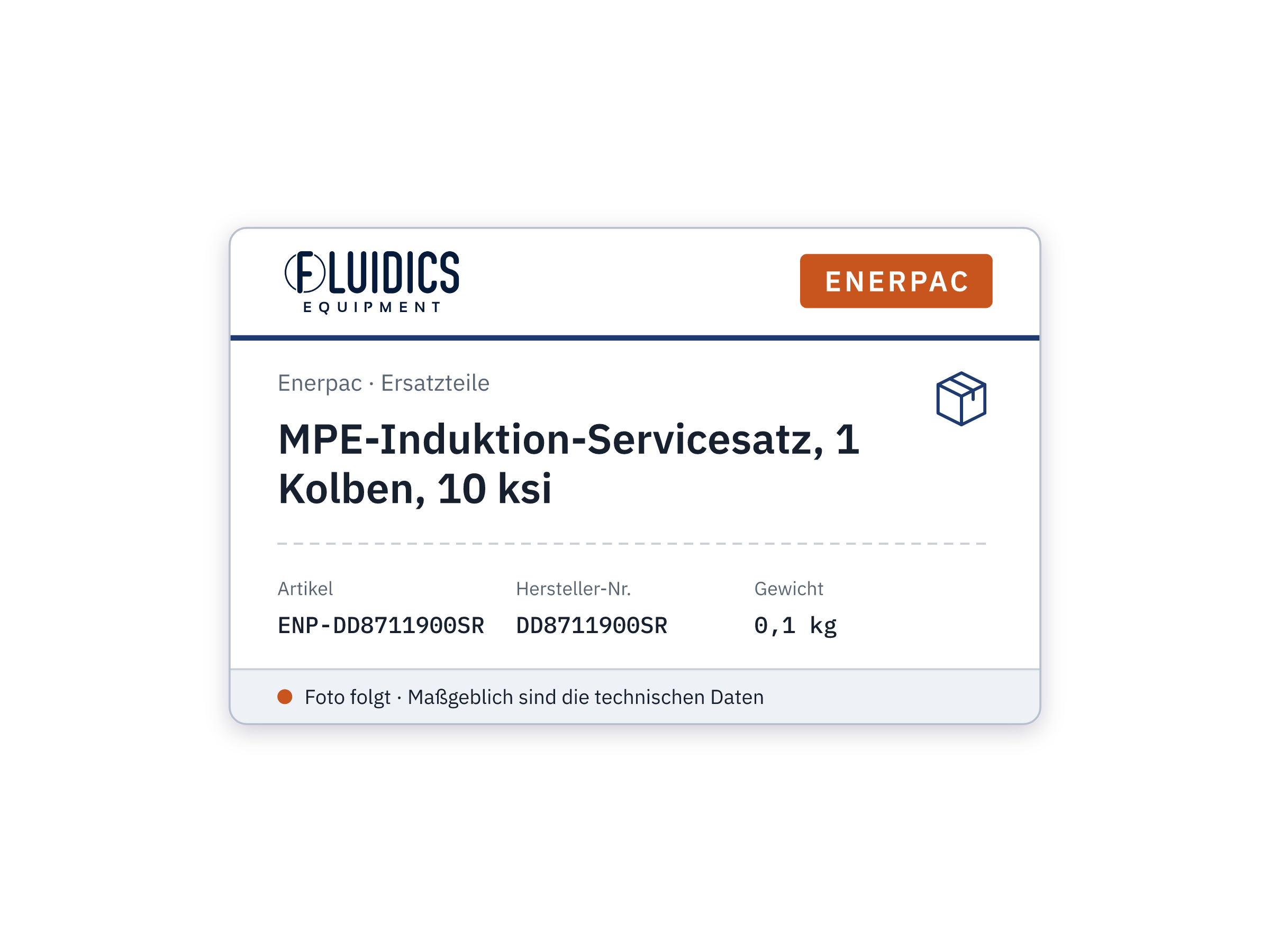 MPE-Induktion-Servicesatz, 1 Kolben, 10 ksi - Enerpac DD8711900SR